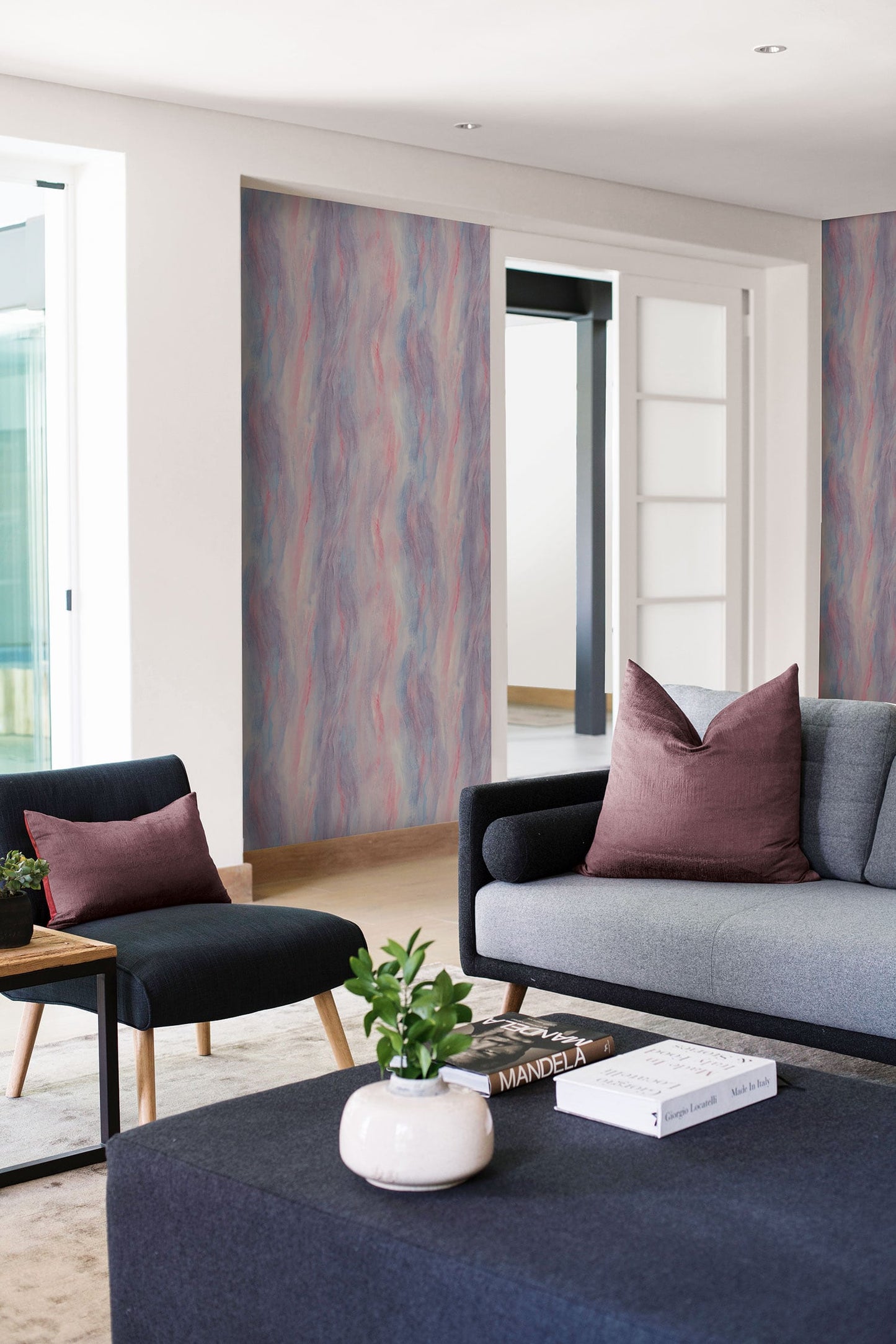 Seabrook Designs Living with Art Smoke Texture Embossed Vinyl Embossed Vinyl Contemporary Purple Matte - LW50901