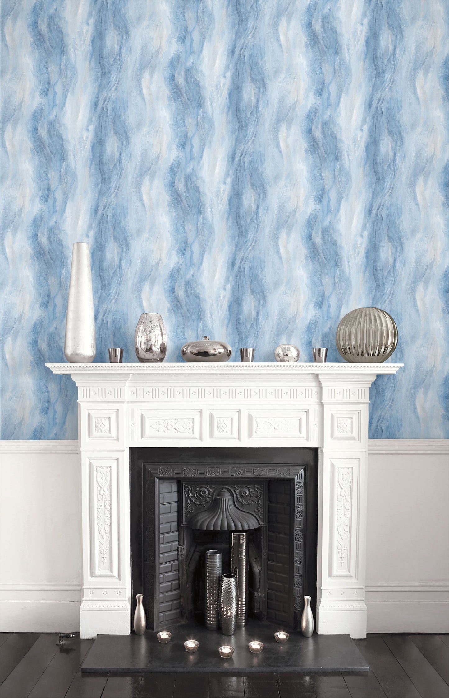 Seabrook Designs Living with Art Smoke Texture Embossed Vinyl Embossed Vinyl Contemporary Blue Matte - LW50902