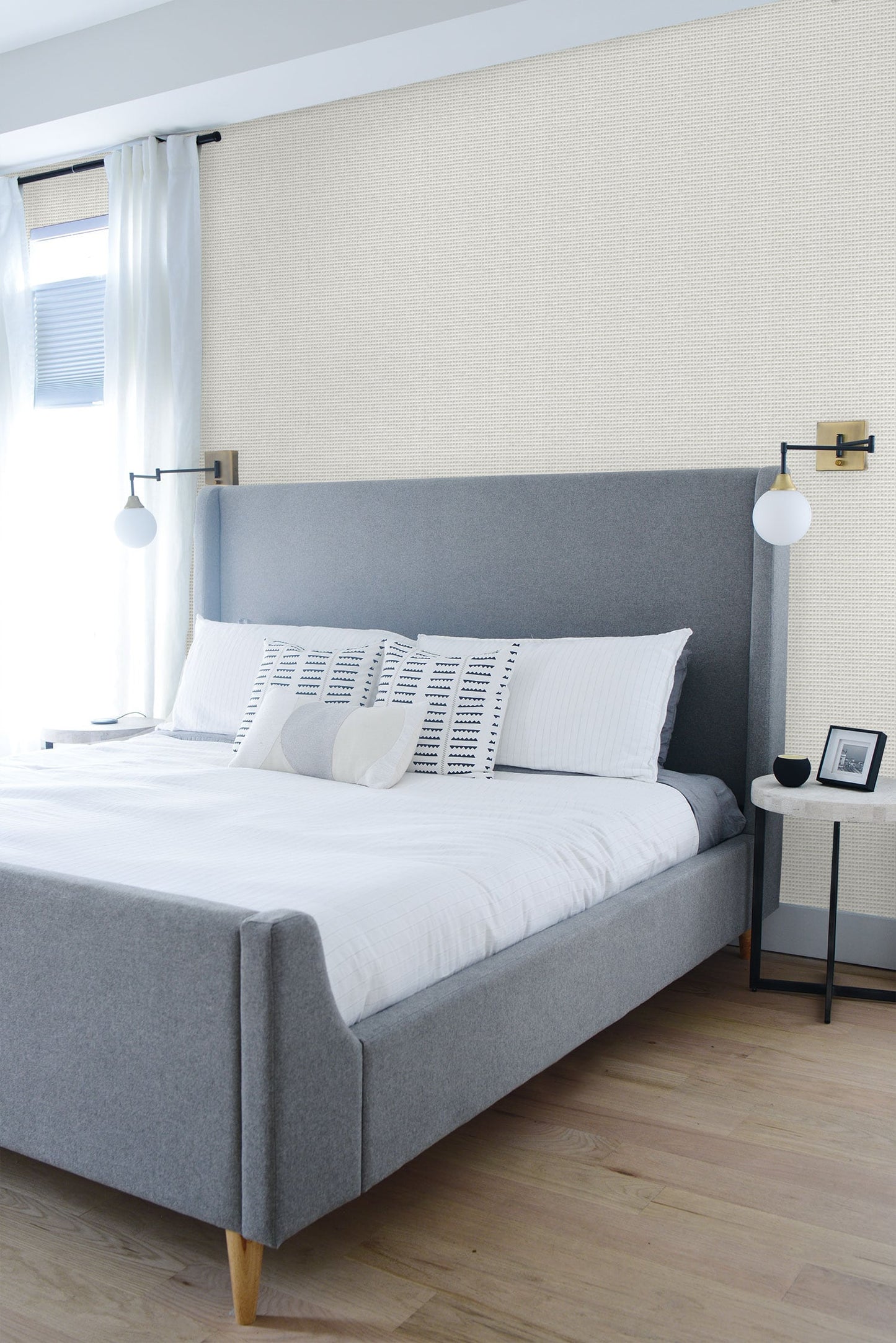 Seabrook Designs Living with Art Faux Wool Weave Faux Contemporary Silver Metallic - LW51008