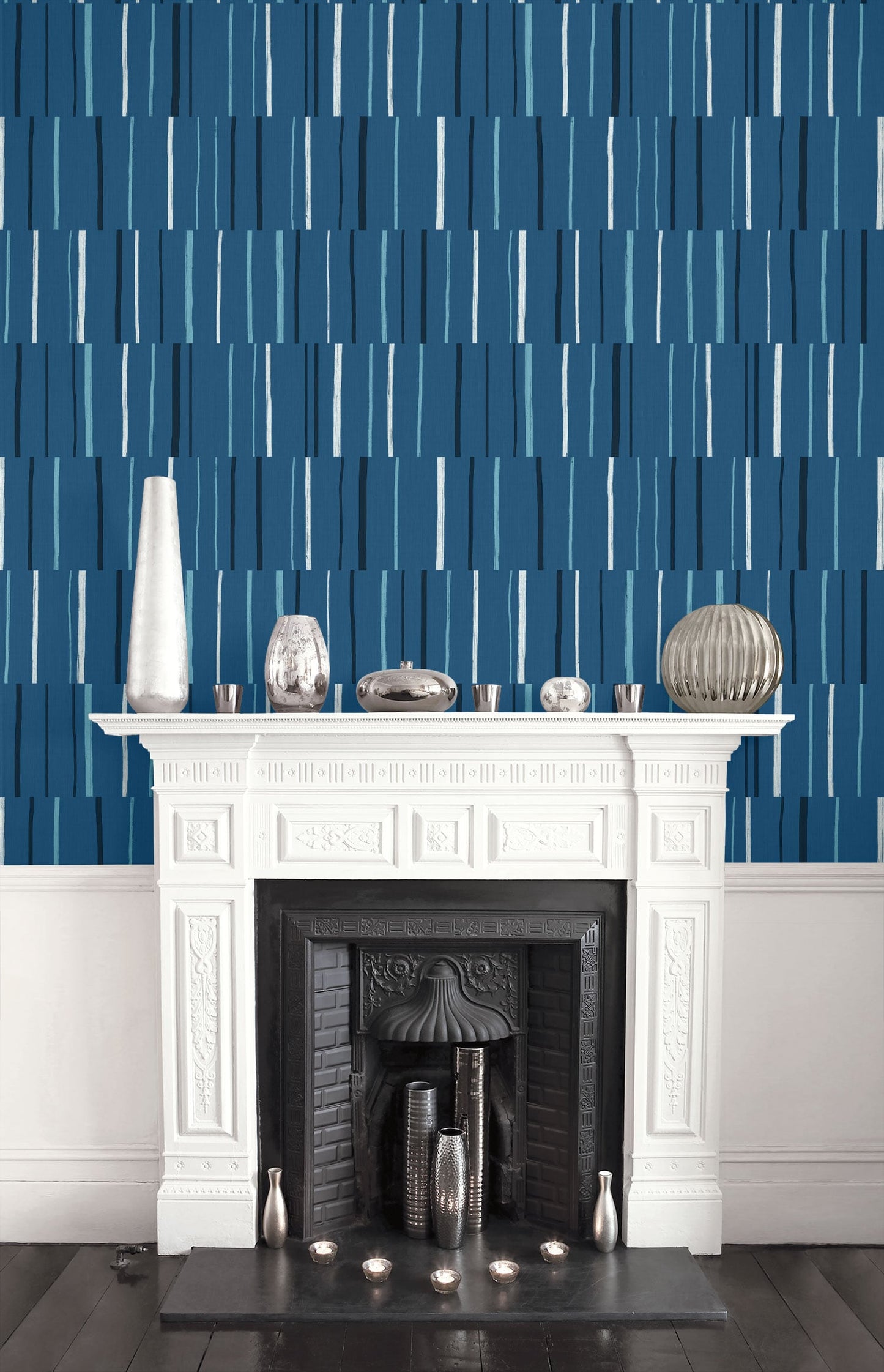 Seabrook Designs Living with Art Block Lines Geometric Contemporary Blue Matte - LW51202