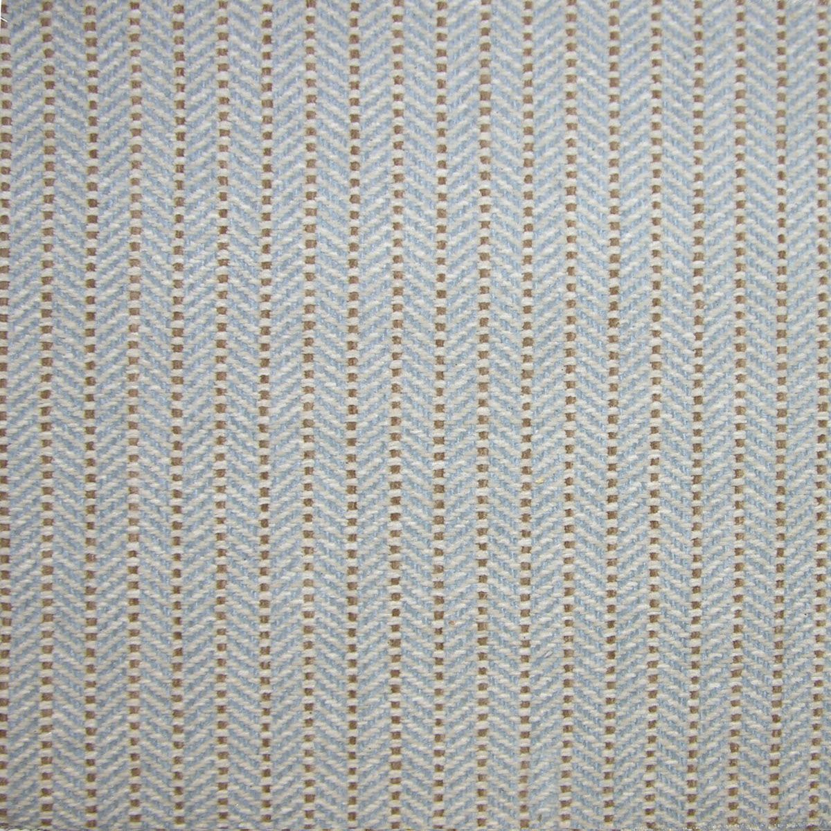 Light blue and beige striped woven fabric with diagonal rib texture, upholstery style.