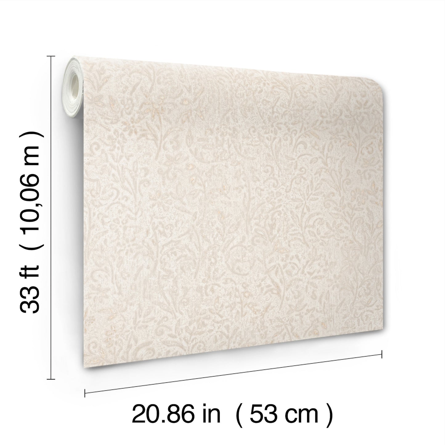 York Wallcoverings Antonina Vella Sculpted Floral Beige Relief Wallpaper Botanical Traditional Beige Wallpaper - MA35531