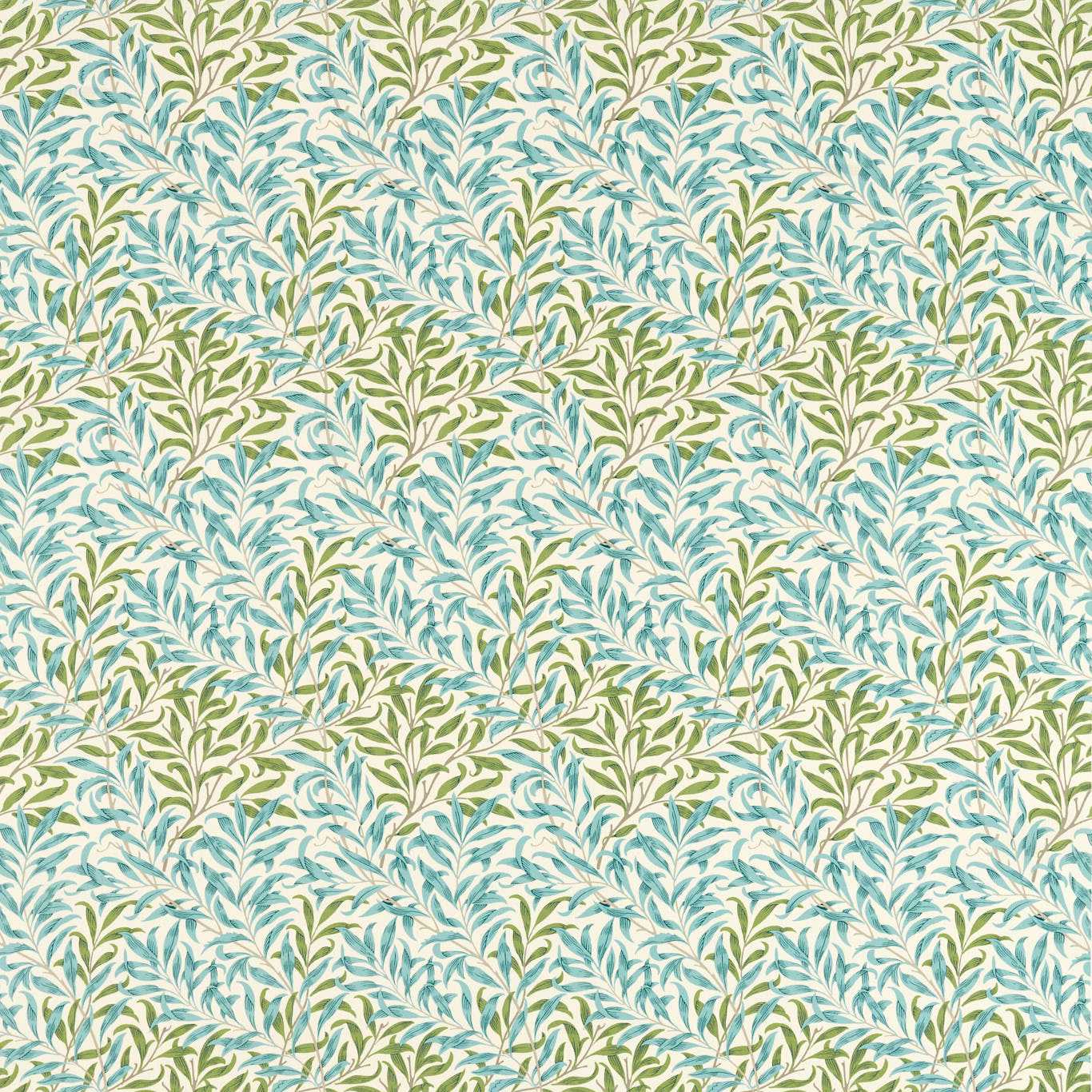 MORRIS & CO Willow Bough Fabric Leaves , Trees Nettle,Sky Blue - MAMB227112