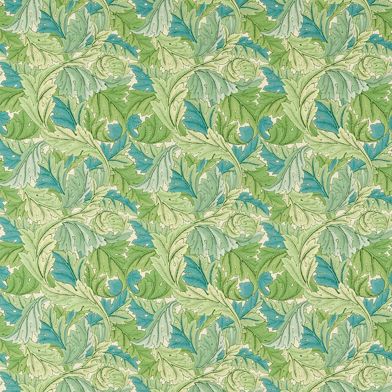 MORRIS & CO Acanthus Fabric Leaves , Trees Nettle,Sky Blue - MAMB227114