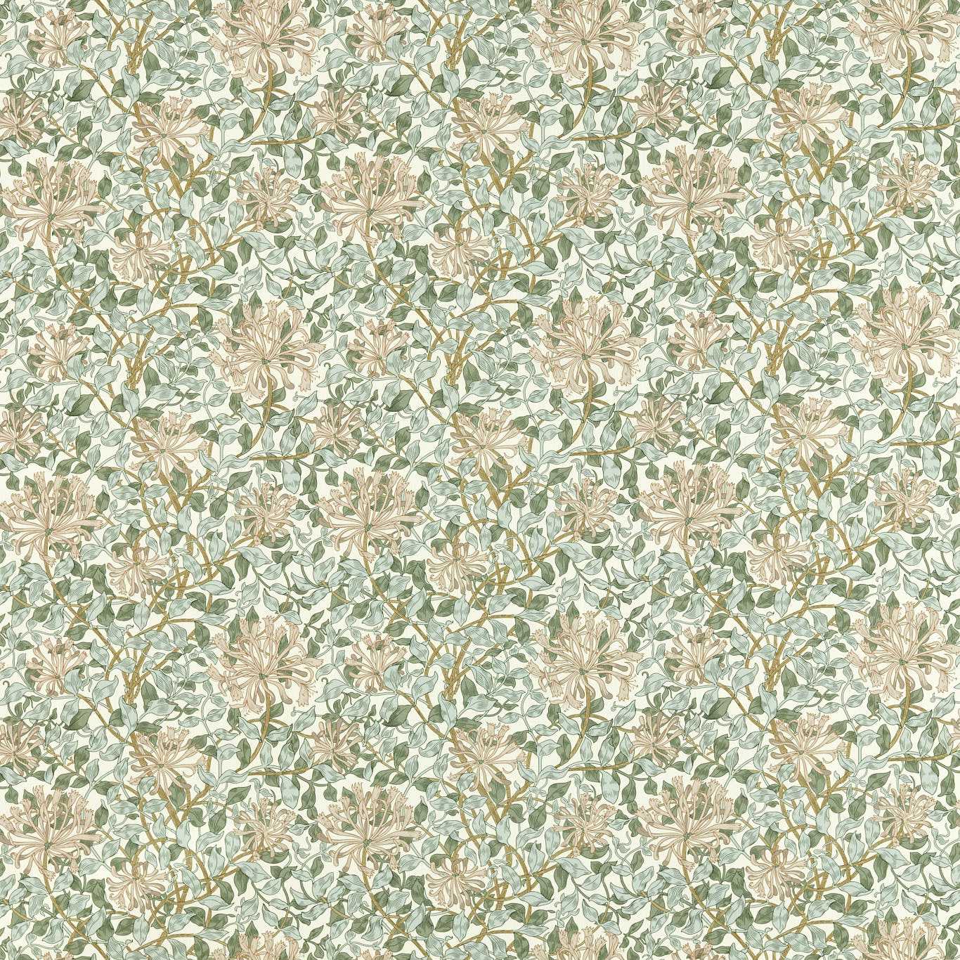 MORRIS & CO Honeysuckle Fabric Classic Floral Sage,Clay - MAMB227122