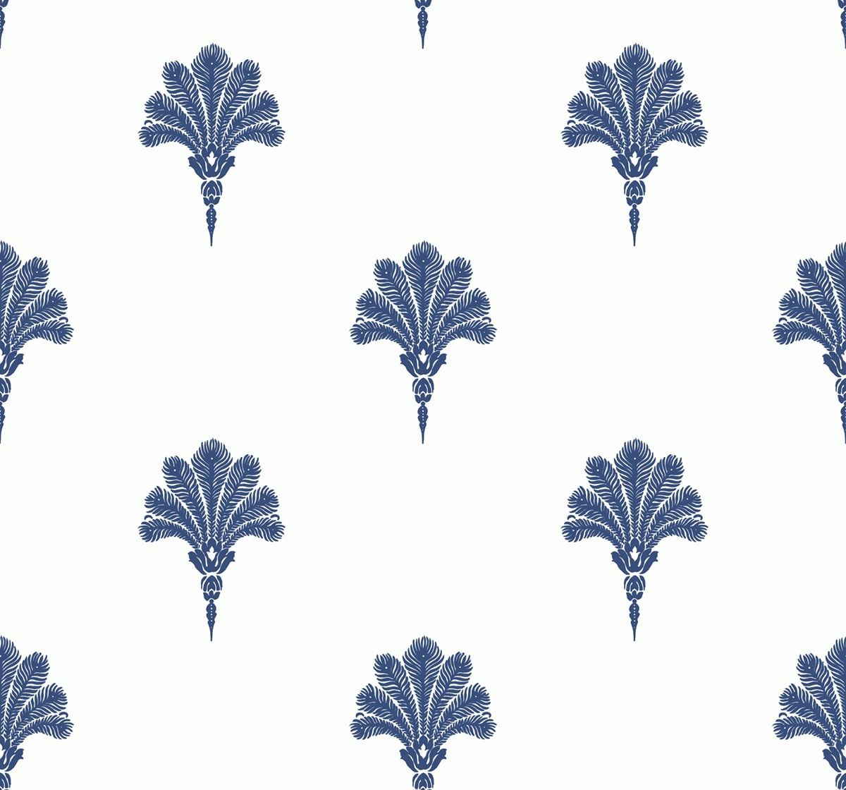 Seabrook Designs Beach House Summer Fan Fleur De Lis Coastal Blue Matte - MB31602