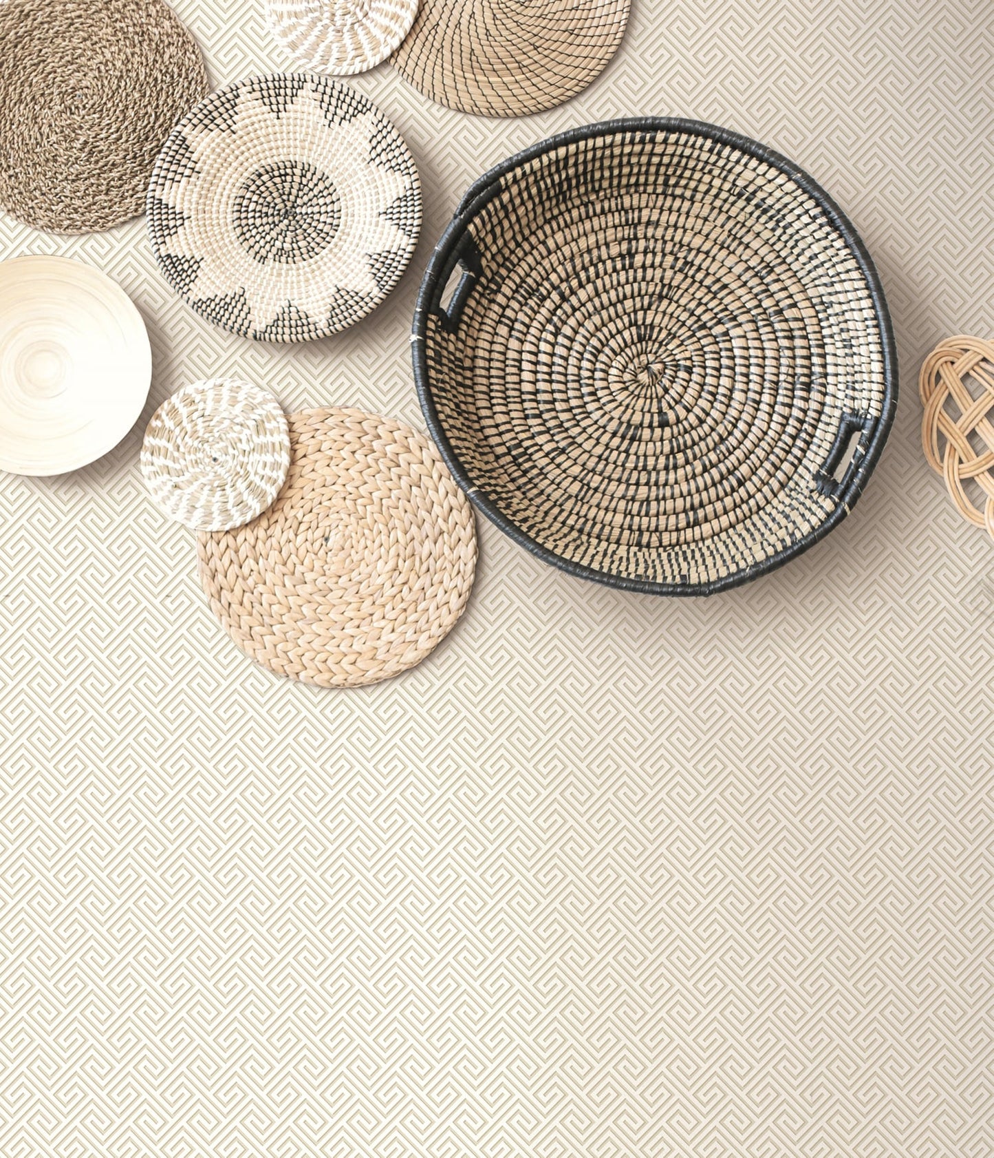 Seabrook Designs Beach House Beach Keys Greek Key Coastal Beige Matte - MB32003