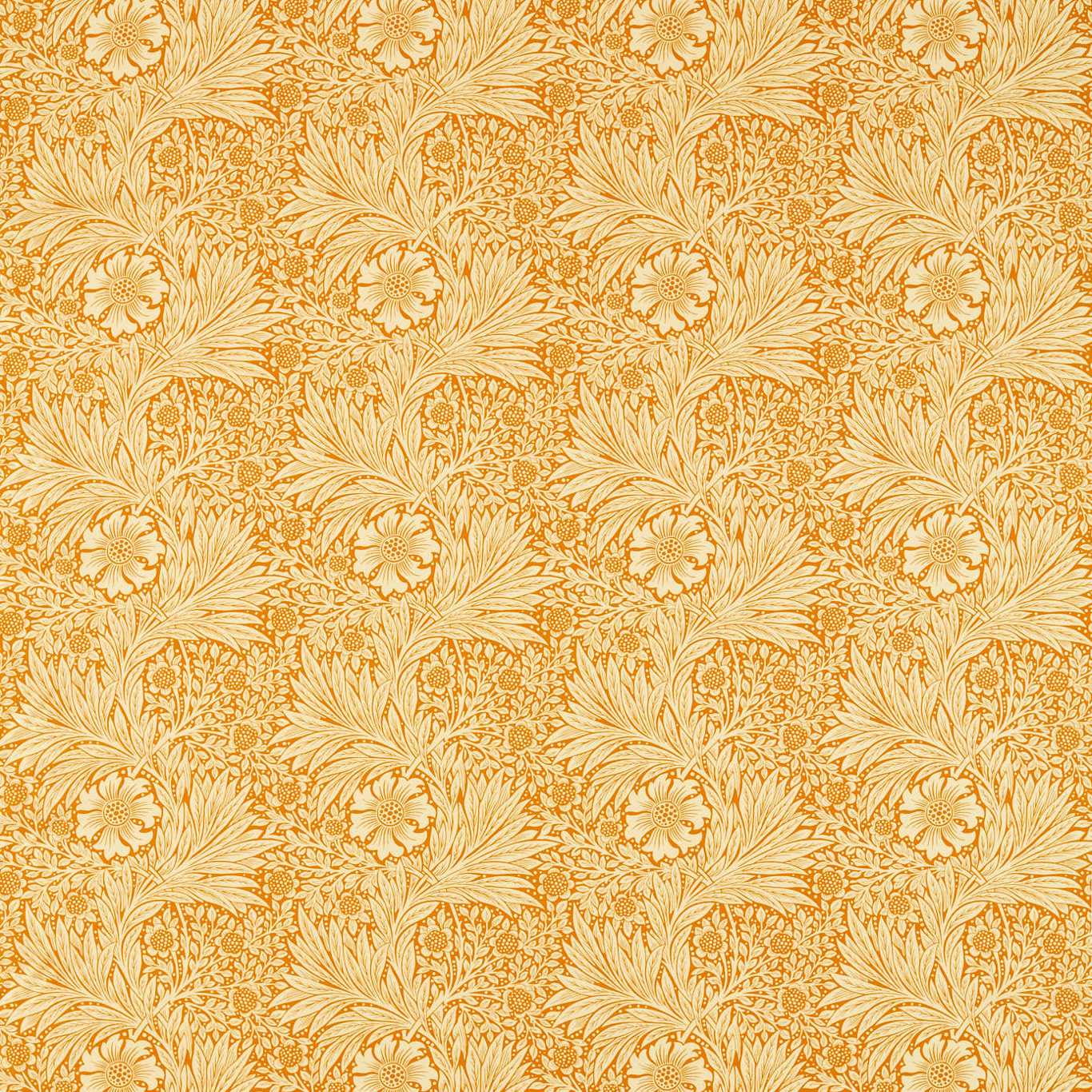 MORRIS & CO Marigold Fabric Contemporary, Floral Cream,Orange - MCOP226981