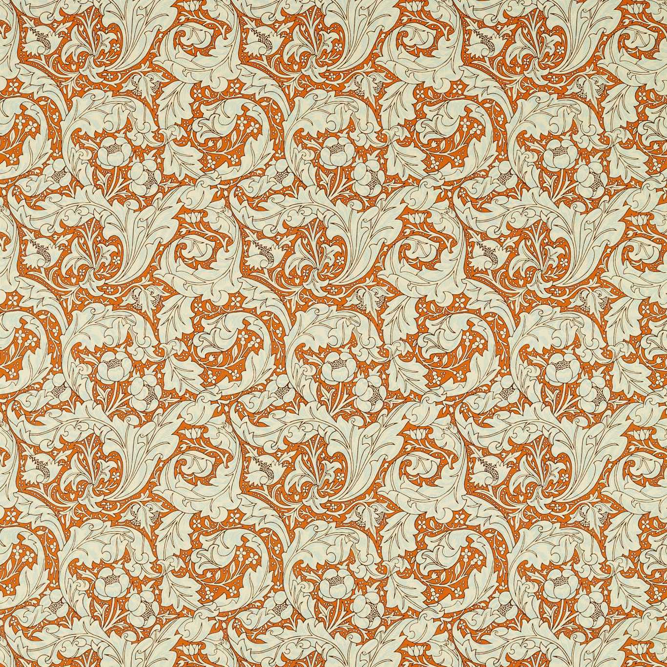 MORRIS & CO Bachelors Button Fabric Contemporary, Floral Burnt Orange,Sky - MCOP226987