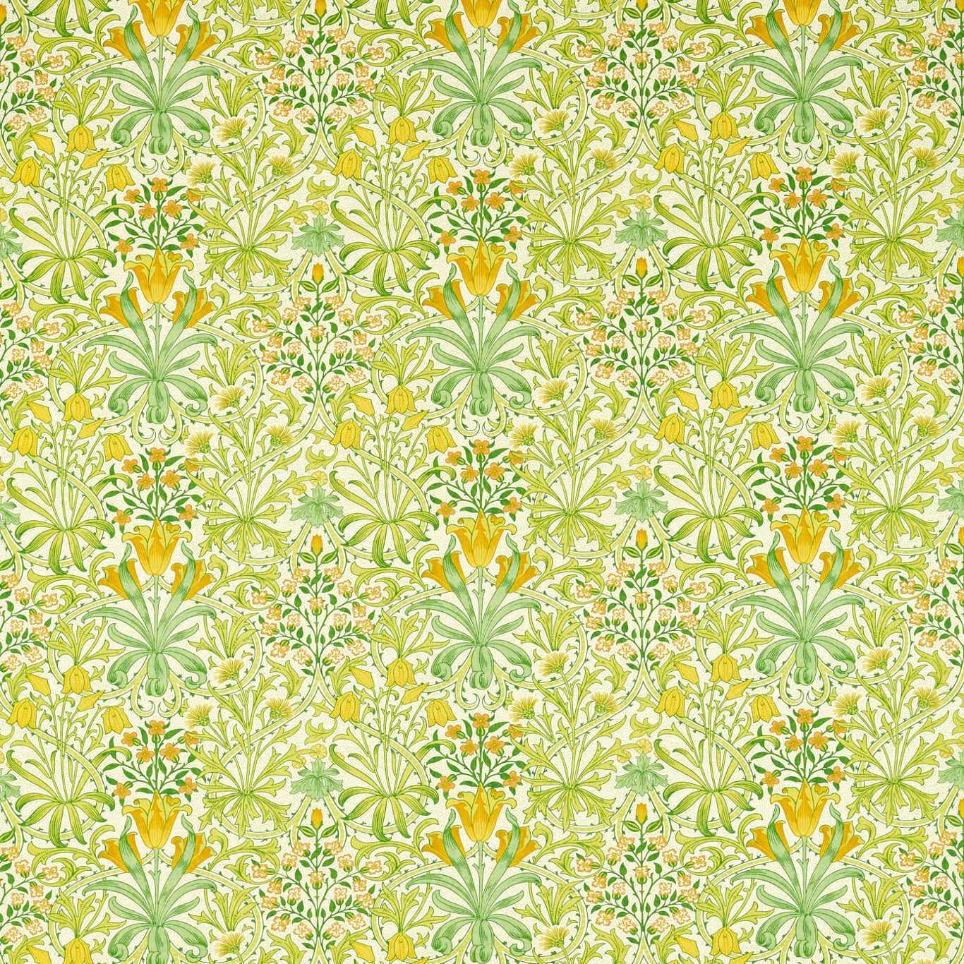 MORRIS & CO Woodland Weeds Fabric Classic Floral Sap Green - MCOP226990