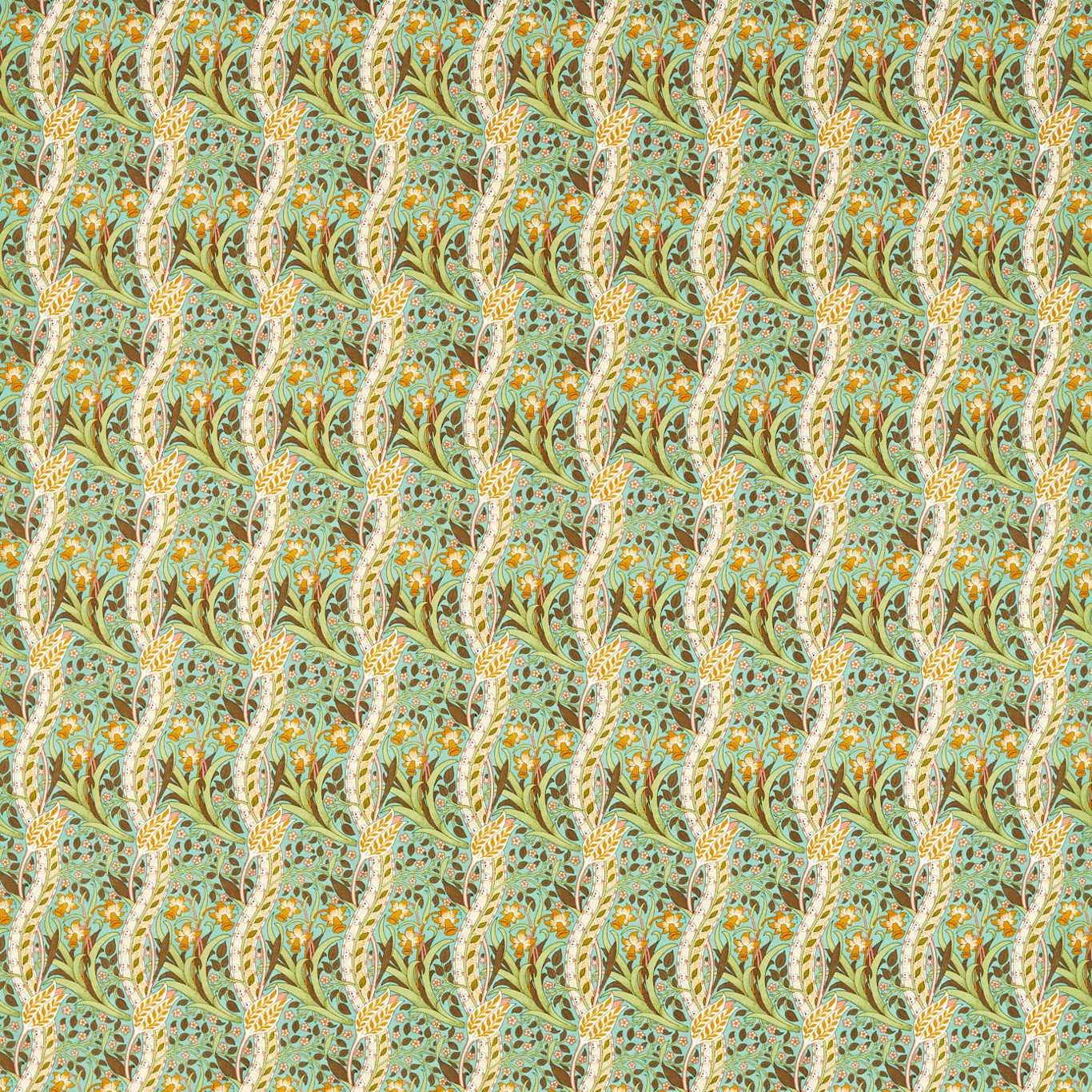 MORRIS & CO Daffodil Fabric Contemporary, Floral Cove Blue,Chocolate - MCOP226993