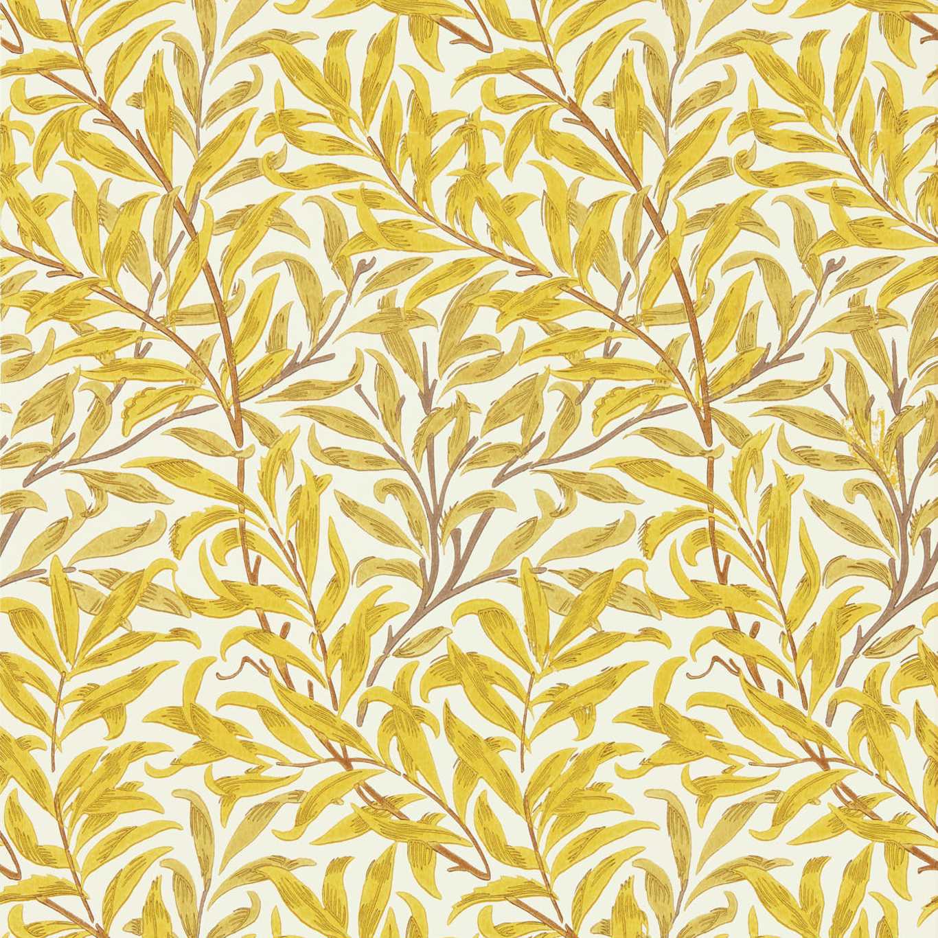 MORRIS & CO Willow Bough Wallpaper Leaves , Trees Summer Yellow Surface- Printed Wallpaper - MCOW217089