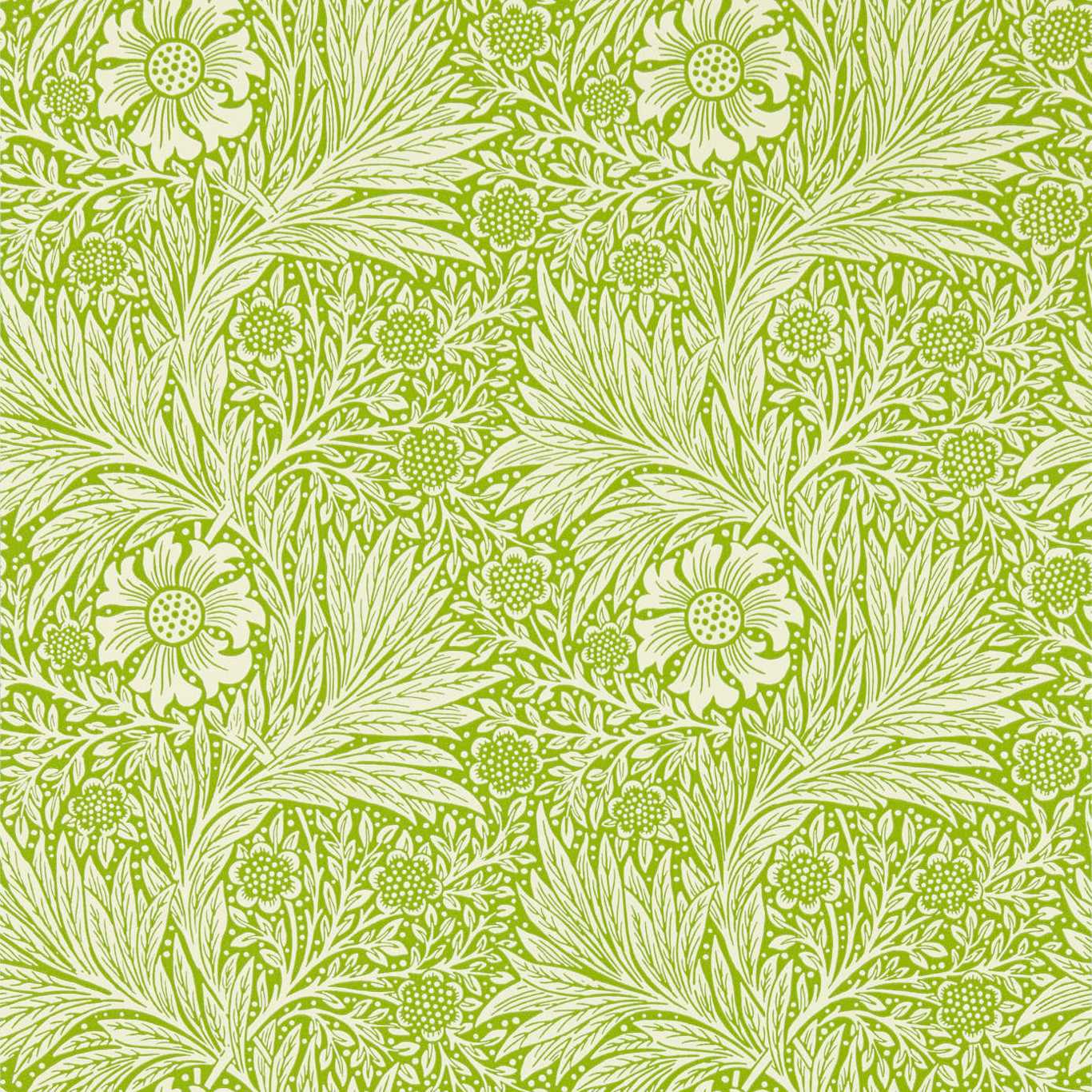 MORRIS & CO Marigold Wallpaper Contemporary, Floral Sap Green Surflex-Printed Wallpaper - MCOW217090