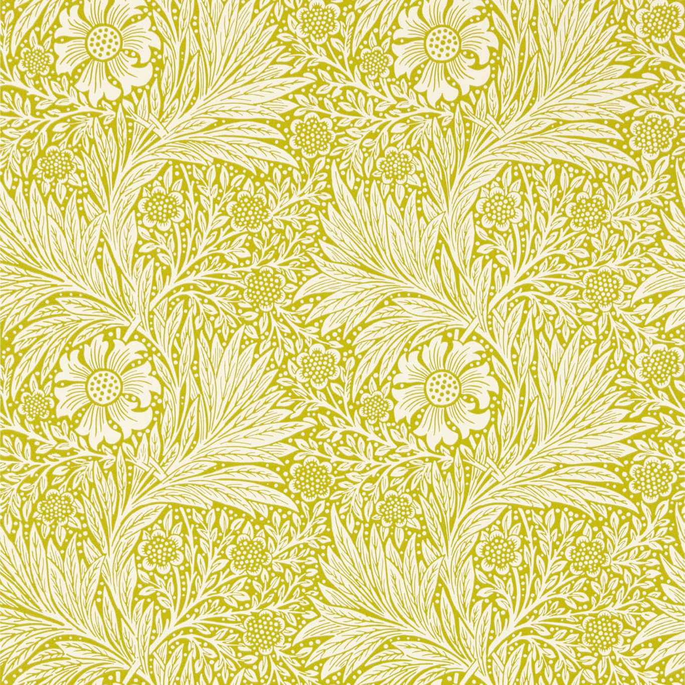 MORRIS & CO Marigold Wallpaper Contemporary, Floral Chartreuse Surflex-Printed Wallpaper - MCOW217092