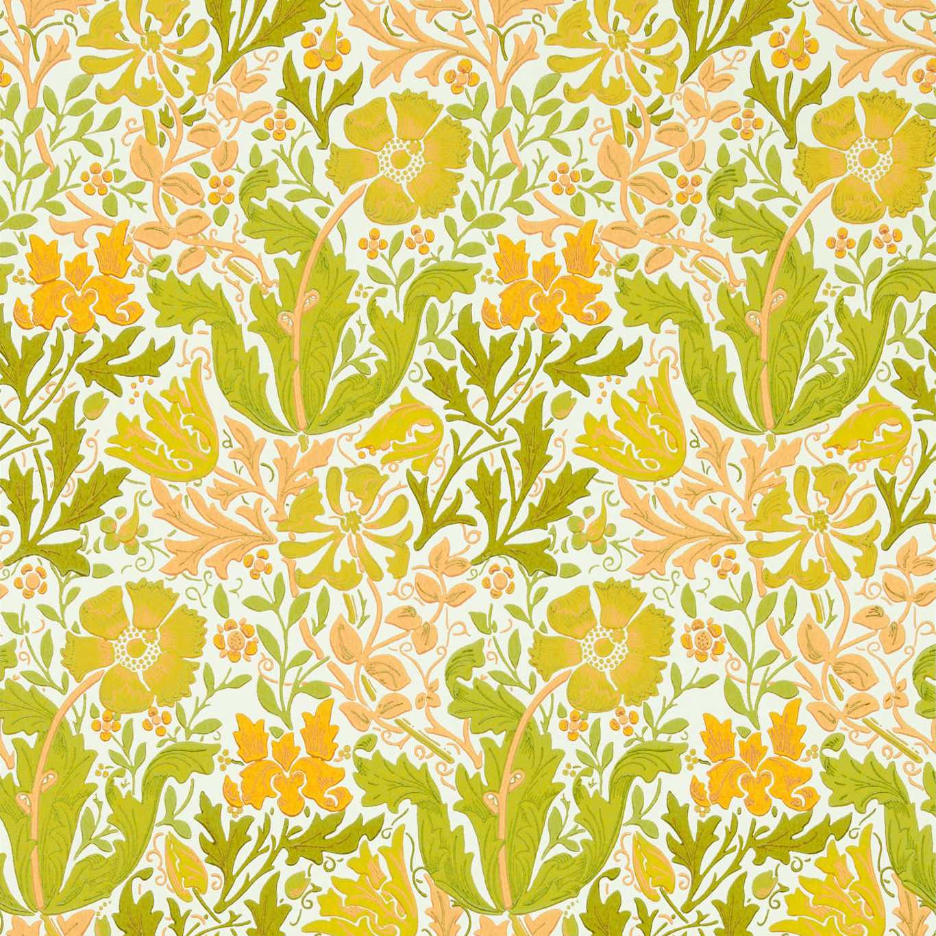 MORRIS & CO Compton Wallpaper Classic Floral Summer Yellow Surface- Printed Wallpaper - MCOW217099