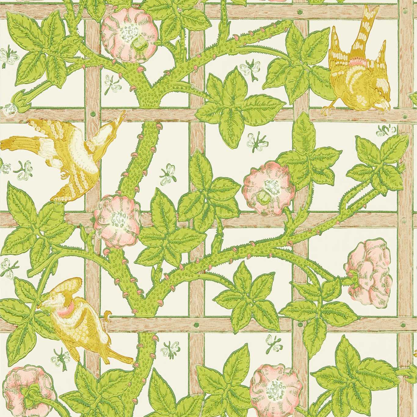 MORRIS & CO Trellis Wallpaper Leaves , Trees Summer Yellow Surface- Printed Wallpaper - MCOW217104