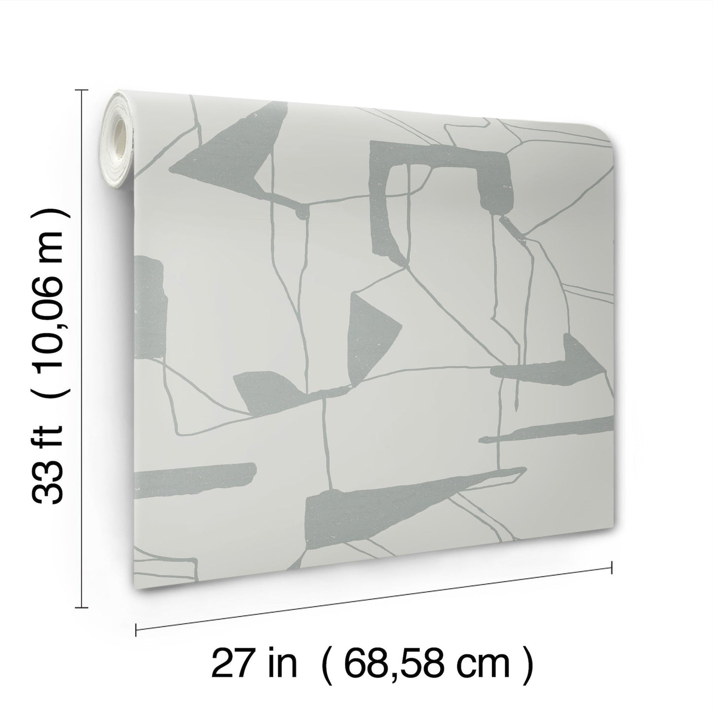 York Wallcoverings Antonina Vella Abstract Geo Fog and Silver Wallpaper Geometrics Greys - MD7111