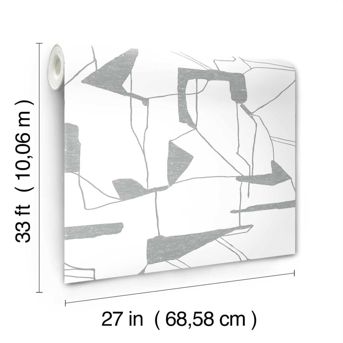 York Wallcoverings Antonina Vella Modern Metals Second Edition Abstract Geo White and Silver Wallpaper Geometrics Whites and Off-Whites - MD7114