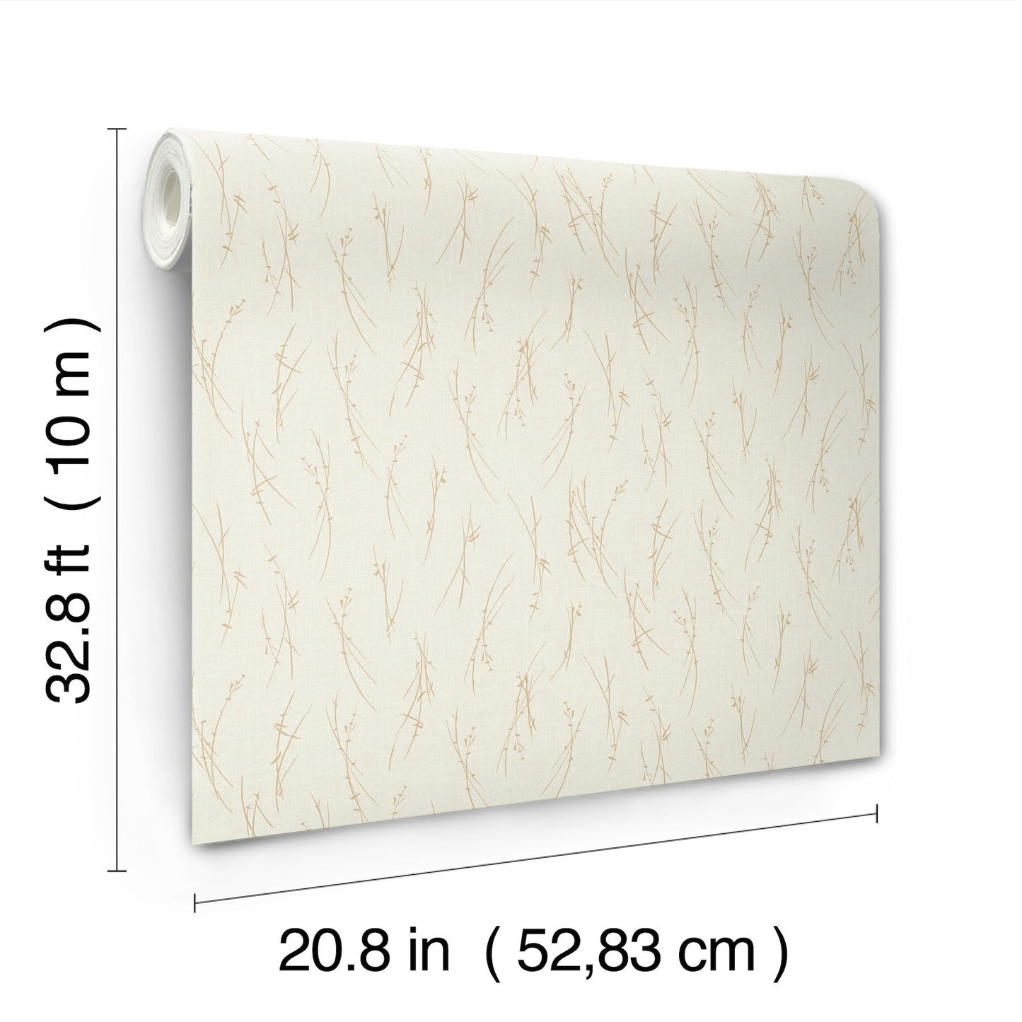 York Wallcoverings Antonina Vella Sprigs Cream and Gold Wallpaper Botanical Whites and Off-Whites - MD7192