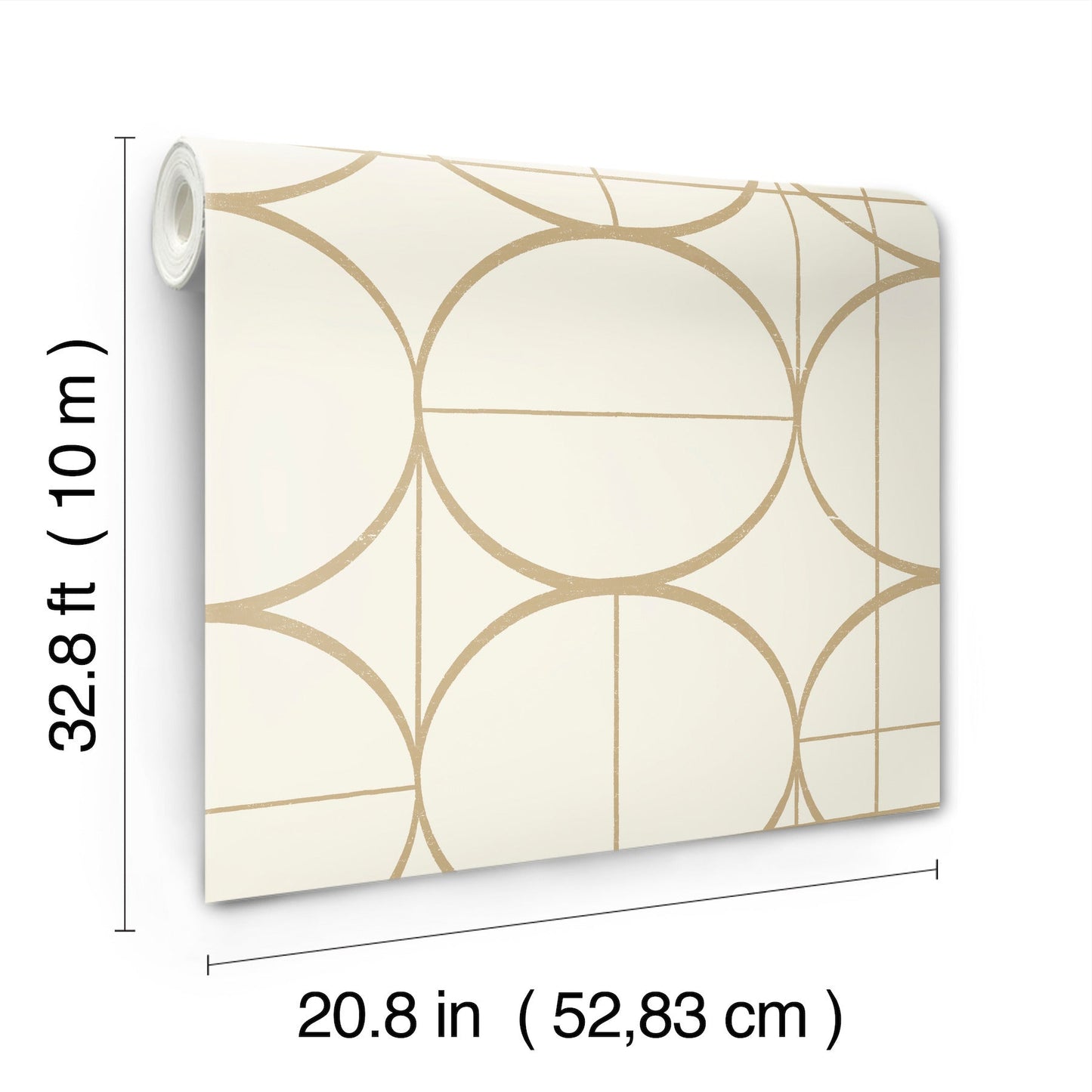 York Wallcoverings Antonina Vella Sun Circles Cream and Gold Wallpaper Geometrics Whites and Off-Whites - MD7202