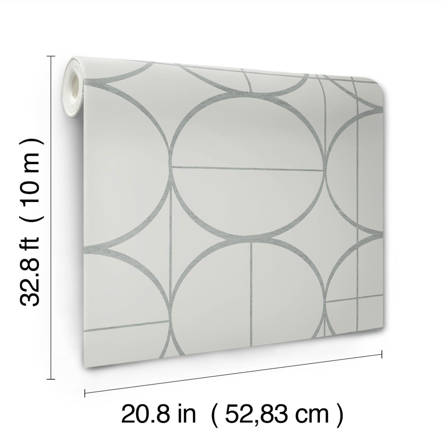 York Wallcoverings Antonina Vella Sun Circles Fog and Silver Wallpaper Geometrics Greys - MD7205