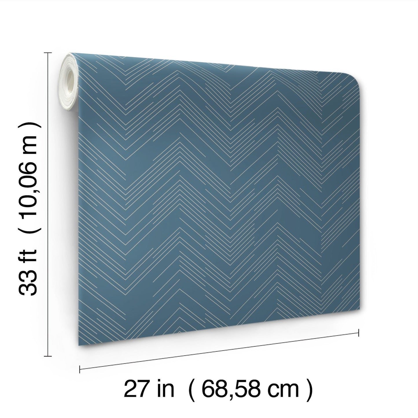 York Wallcoverings Antonina Vella Polished Chevron Blue and Silver Wallpaper Chevron and Houndstooth Blues - MD7224