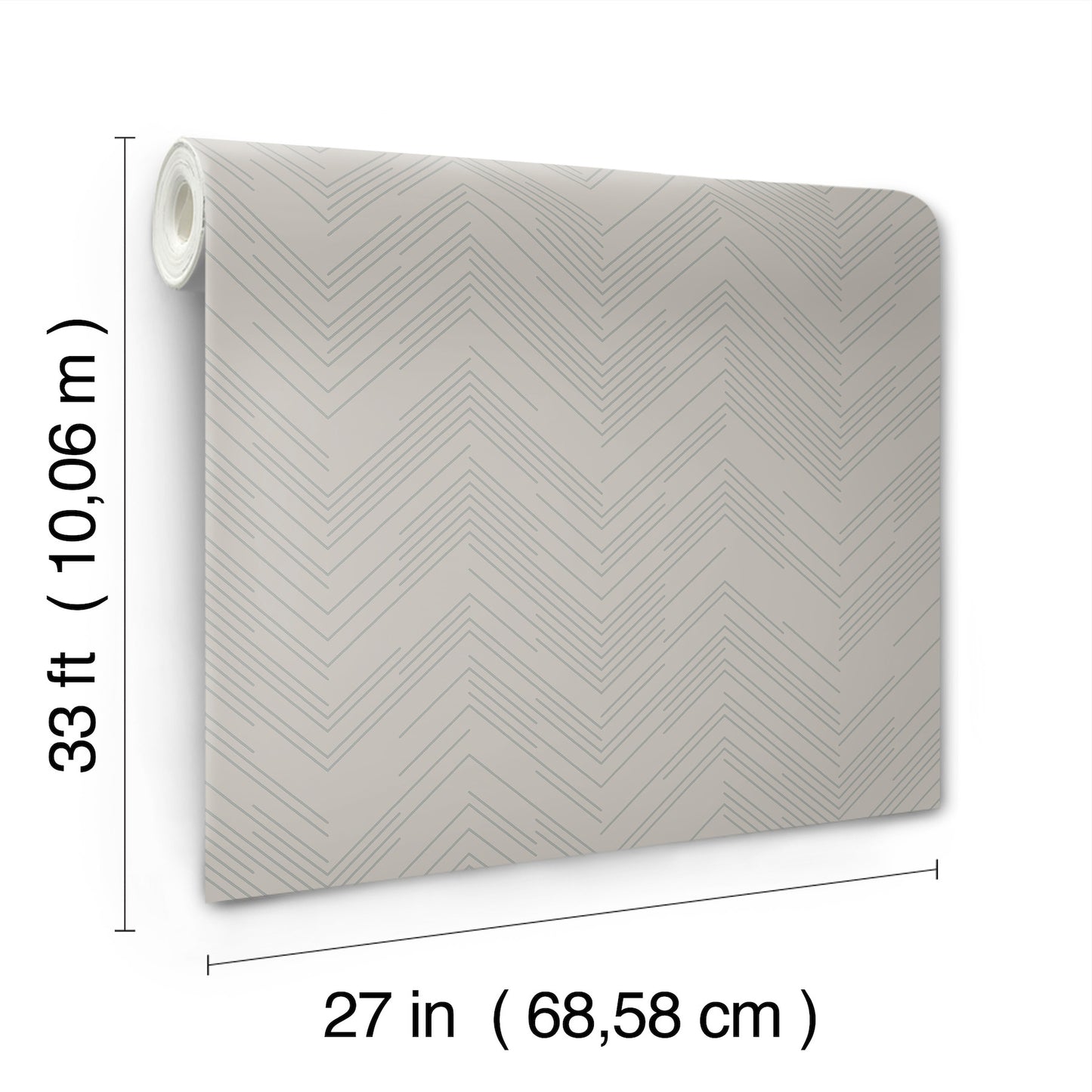 York Wallcoverings Magnolia Home Vol. II Polished Chevron Taupe and Silver Wallpaper Chevron and Houndstooth Browns - MD7227