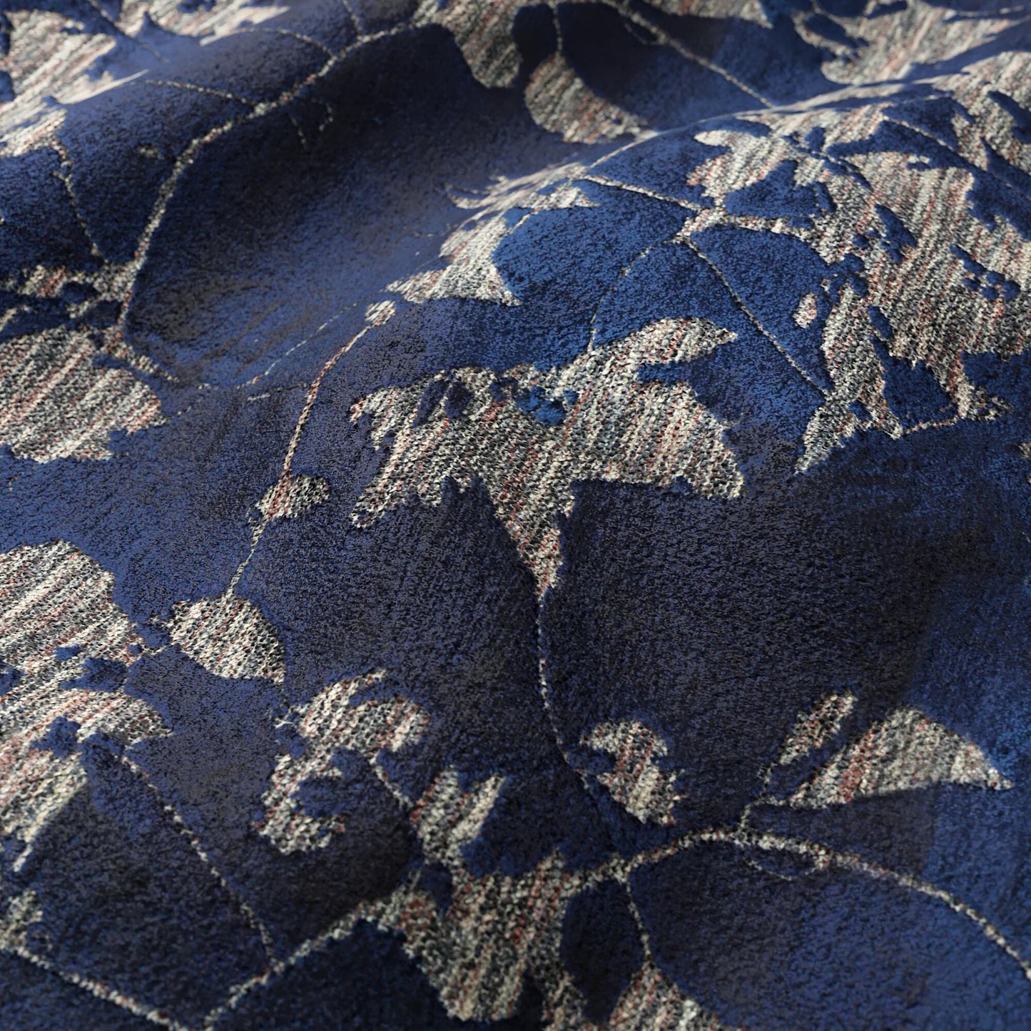 JF Fabrics MERRIMENT 68 Fabric Leaf, Floral, Foliage, Traditional Blue, Navy Velvet - 8998768 J9181
