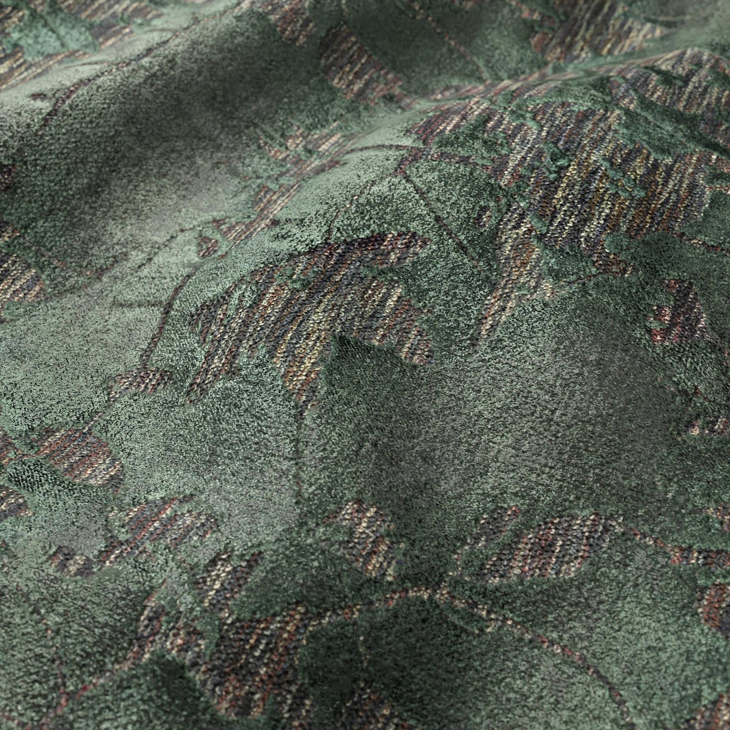 JF Fabrics MERRIMENT 78 Fabric Leaf, Floral, Foliage, Traditional Green, Teal Velvet - 8998778 J9181