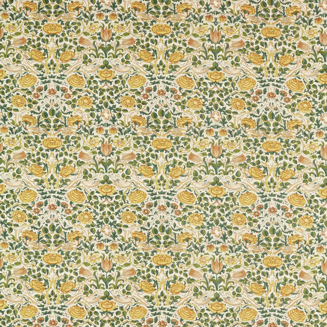 MORRIS & CO Rose Fabric Classic Floral Weld,Leaf Green - MEWF227022