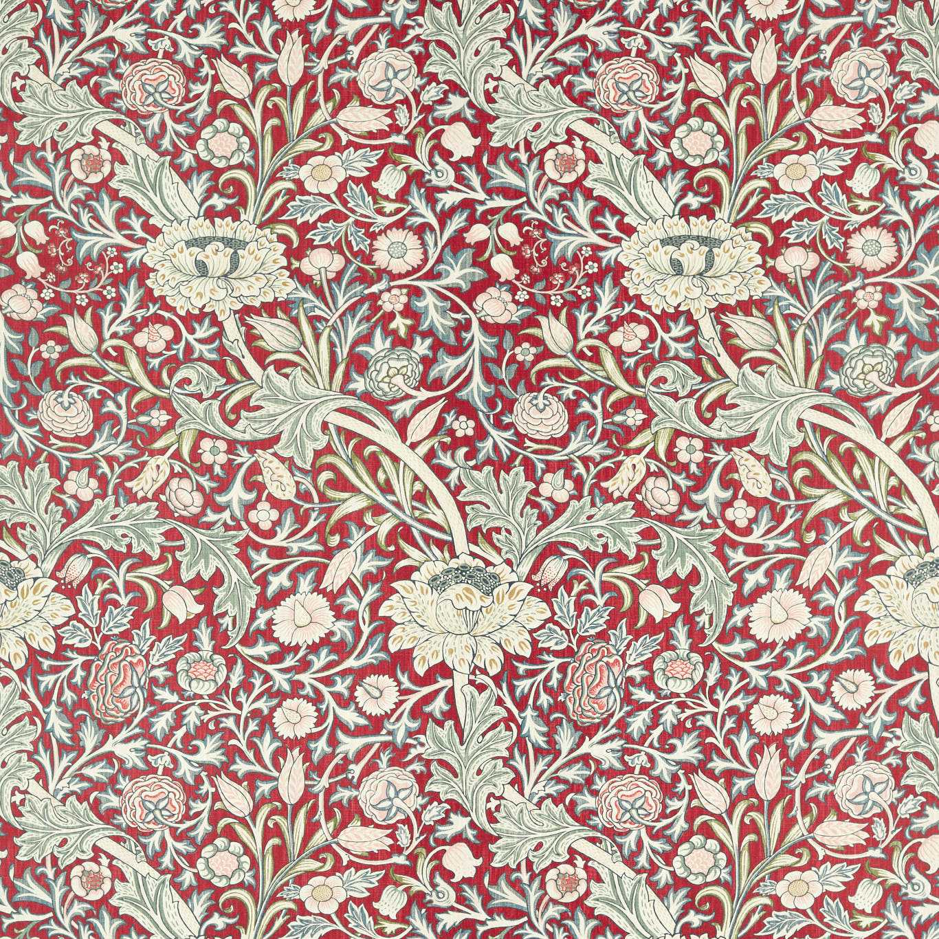 MORRIS & CO Trent Fabric Classic Floral Madder,Webbs Blue - MEWF227024