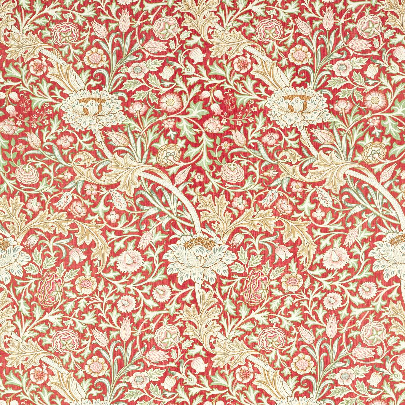 MORRIS & CO Trent Fabric Classic Floral Red House - MEWF227025