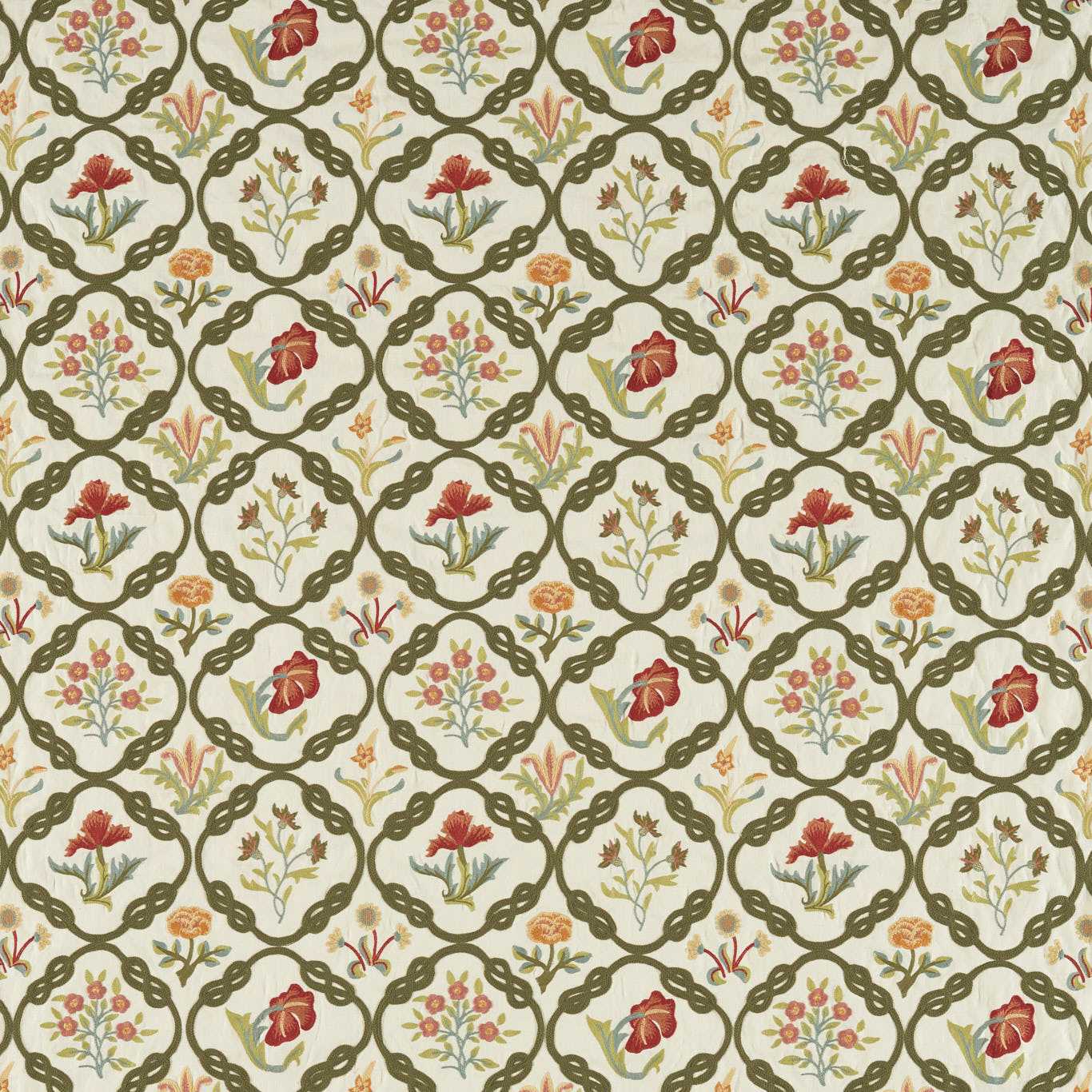 MORRIS & CO Mays Coverlet Fabric Classic Floral Twining Vine - MEWF237309