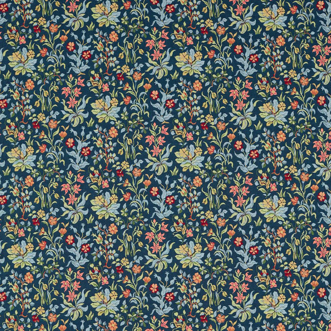 MORRIS & CO Flowers by May Fabric Classic Floral Indigo - MEWF237313
