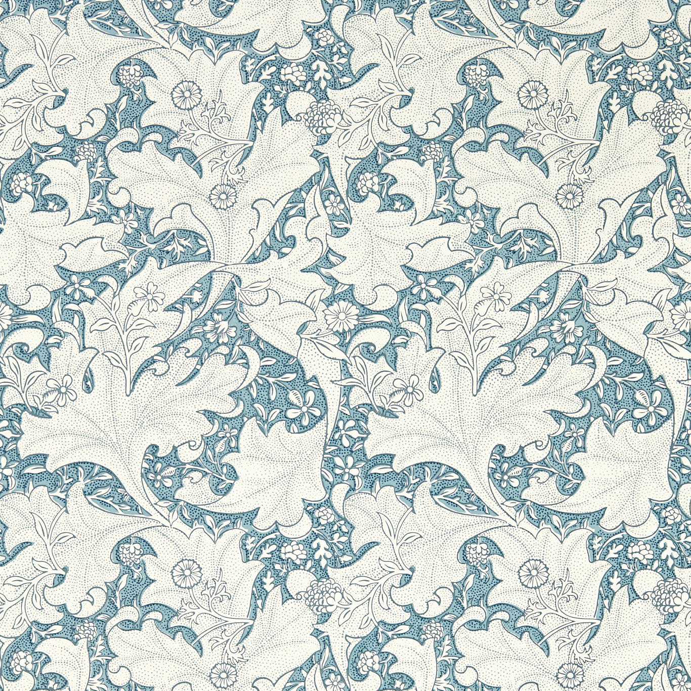 MORRIS & CO Wallflower Wallpaper Leaves , Trees Woad Blue Flexo-Printed Wallpaper - MEWW217187