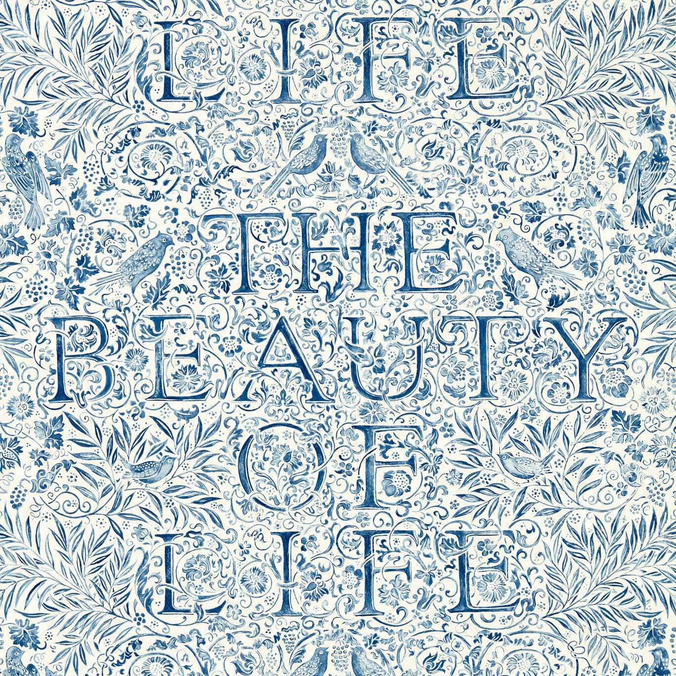 MORRIS & CO The Beauty of Life Wallpaper Leaves , Trees Indigo Gravure - Wide Width Printed Wallpaper - MEWW217190