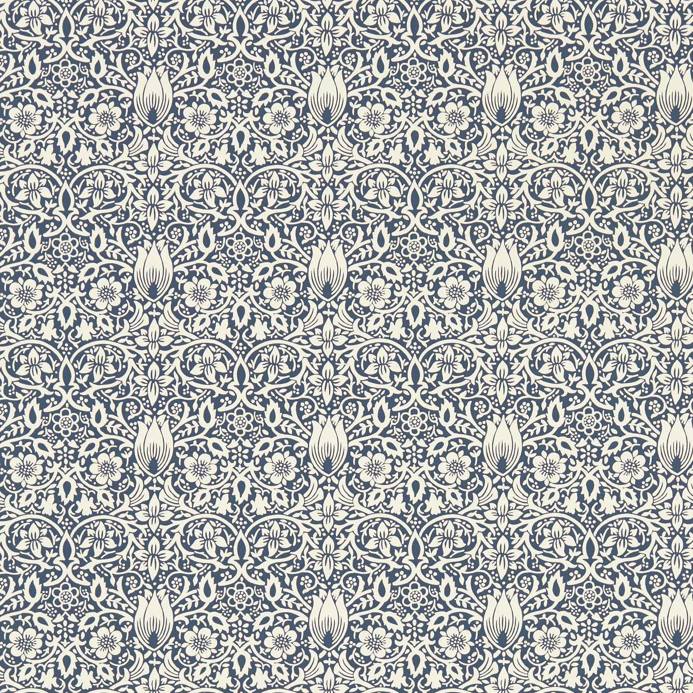 MORRIS & CO Borage Wallpaper Classic Floral Inky Fingers Flexo-Printed Wallpaper - MEWW217199