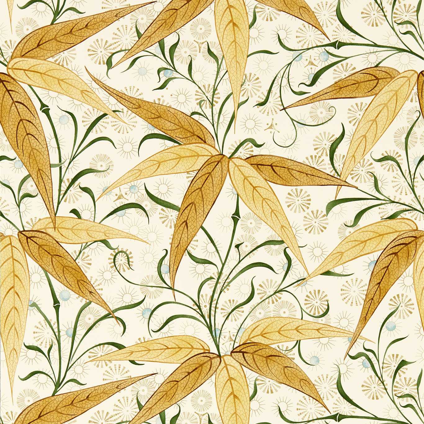 MORRIS & CO Bamboo Wallpaper Leaves , Trees Sunflower Gravure Printed Wallpaper - MFRW217358