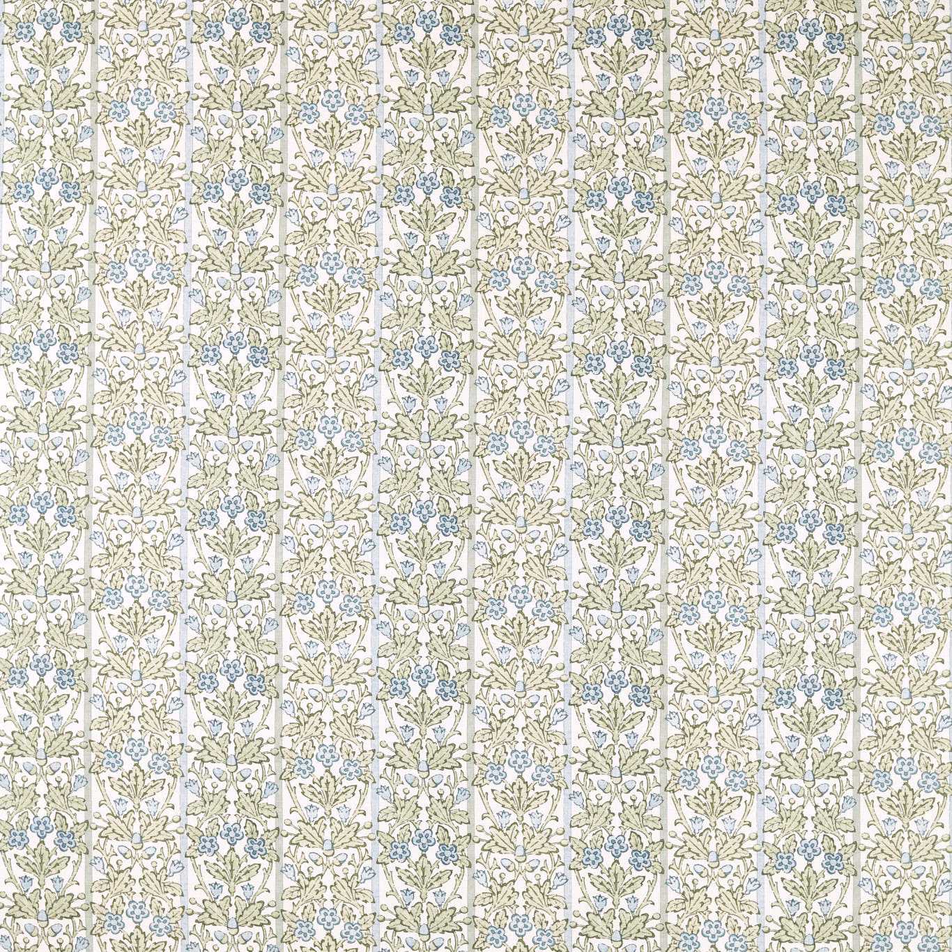 MORRIS & CO Oak & Blossom Fabric Classic Floral Thyme,Woad - MHCB227385