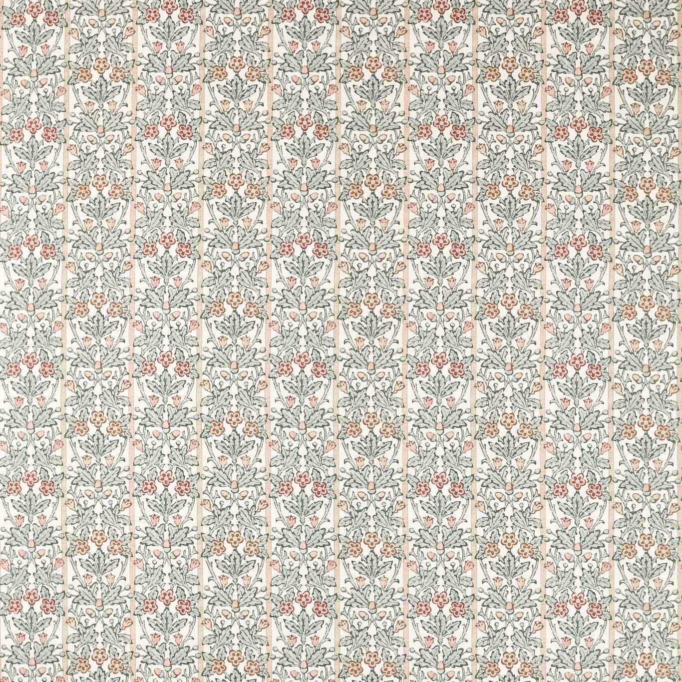 MORRIS & CO Oak & Blossom Fabric Classic Floral Umber,Mineral Blue - MHCB227386