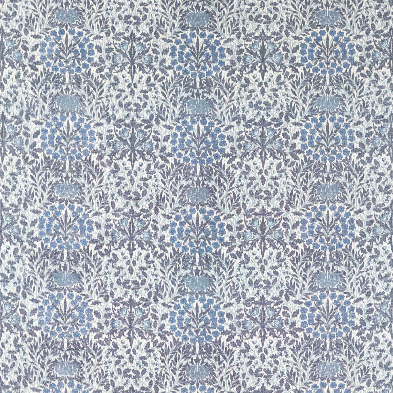 MORRIS & CO Daisy & Oak Warp Print Fabric Classic Floral Indigo - MHCB237675