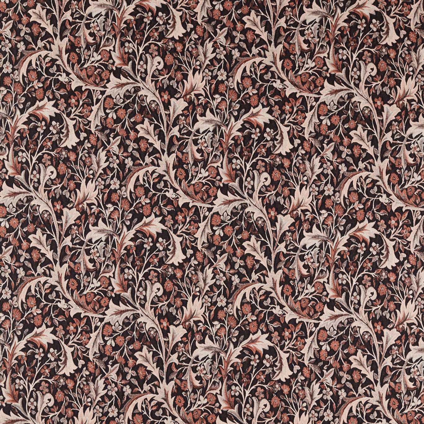 MORRIS & CO Clover & Vine Weave Fabric Classic Floral Russet - MHCB237677