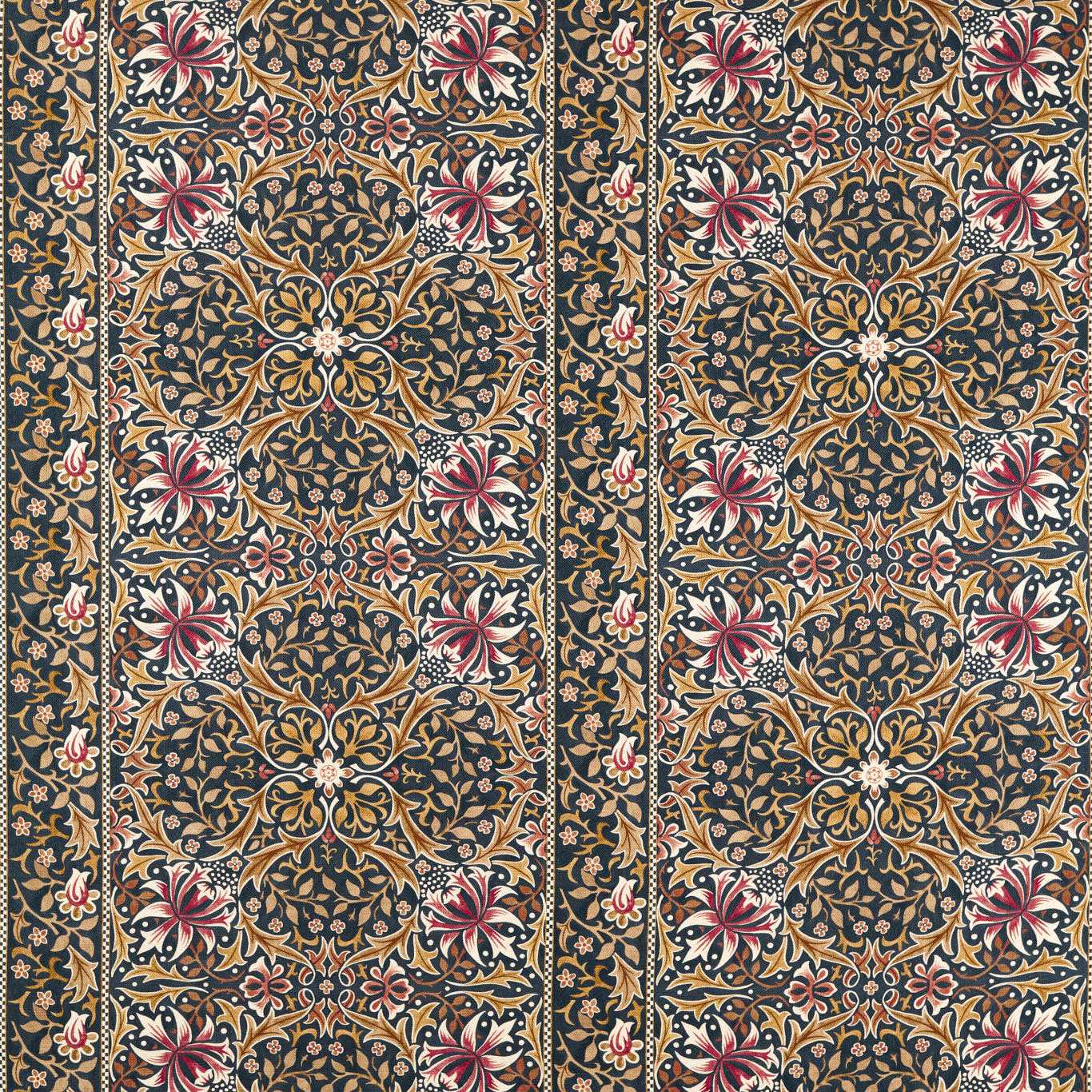 MORRIS & CO Walthamstow Fabric Classic Floral Indigo,Gold - MHTF227364