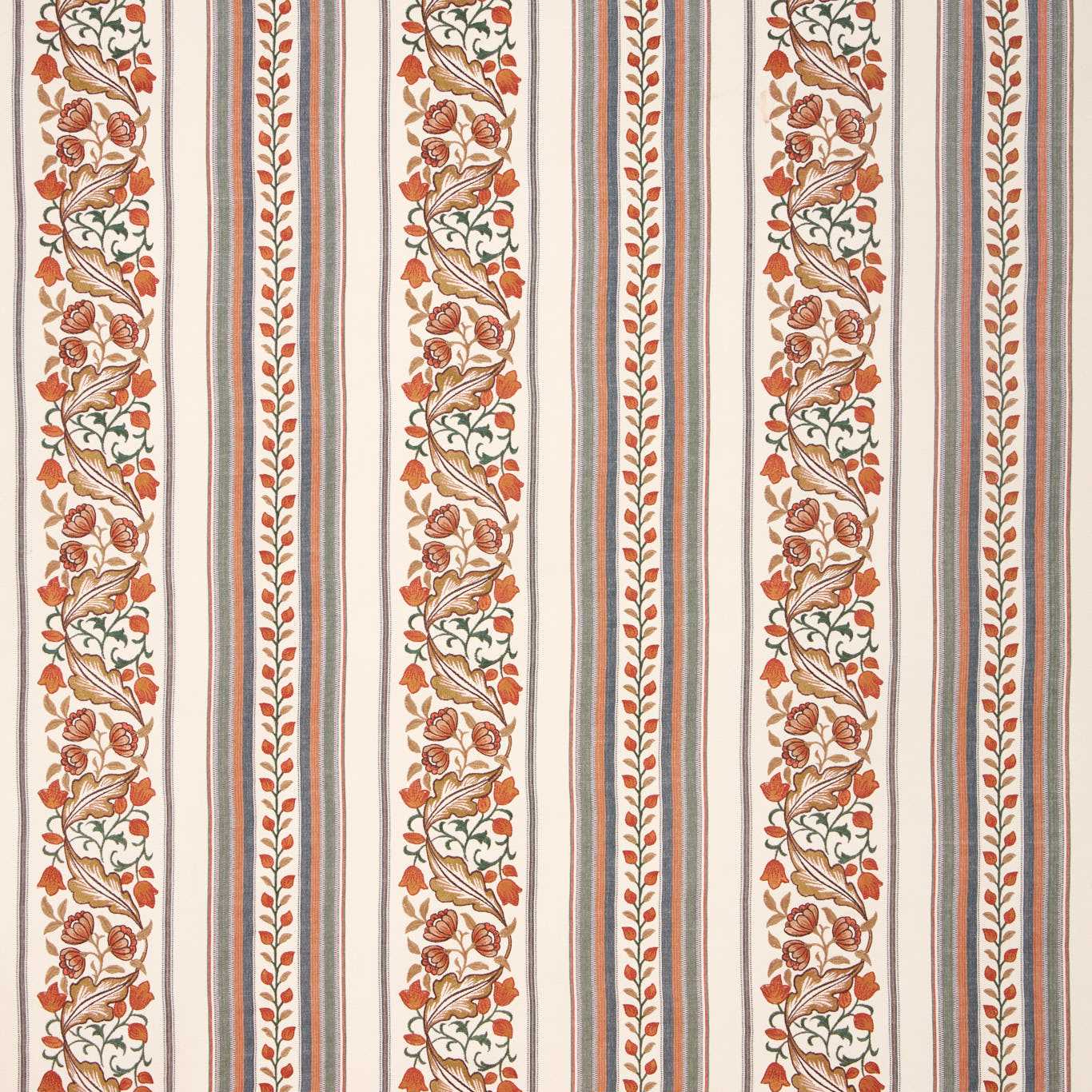 MORRIS & CO Bluebell & Peony Embroidery Fabric Classic Floral Russet,Forest - MHTF237660