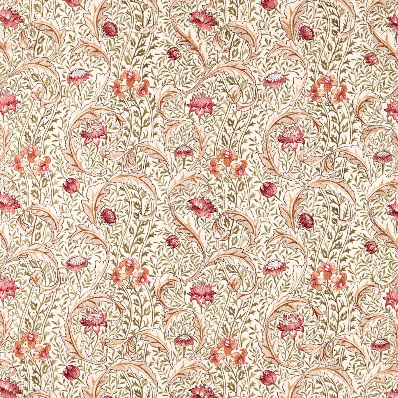 MORRIS & CO Wild Tulip & Vine Embroidery Fabric Classic Floral Rose , Bayleaf - MHTF237664