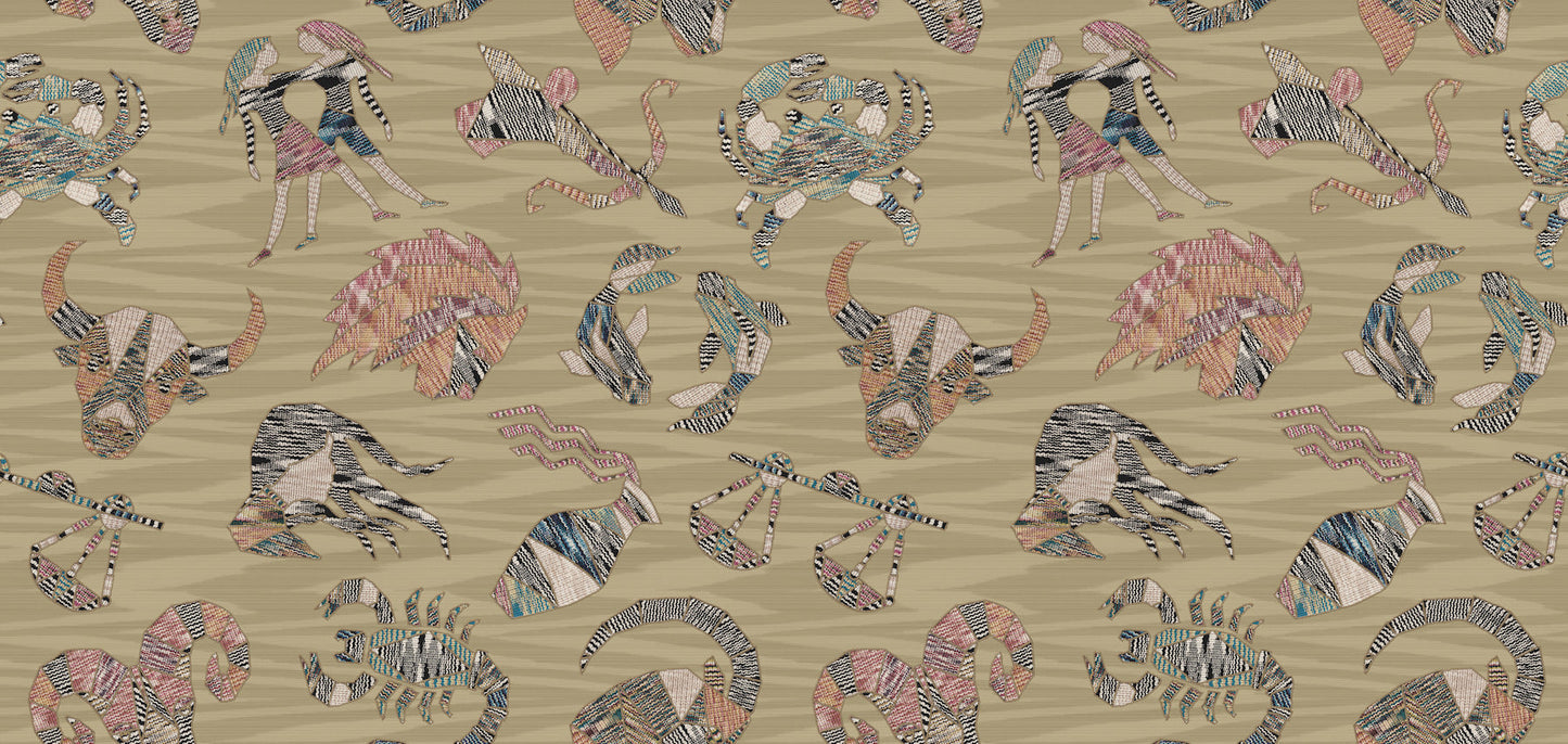 York Wallcoverings Missoni Constellations Gold Wallpaper Animals Yellows - MI10350