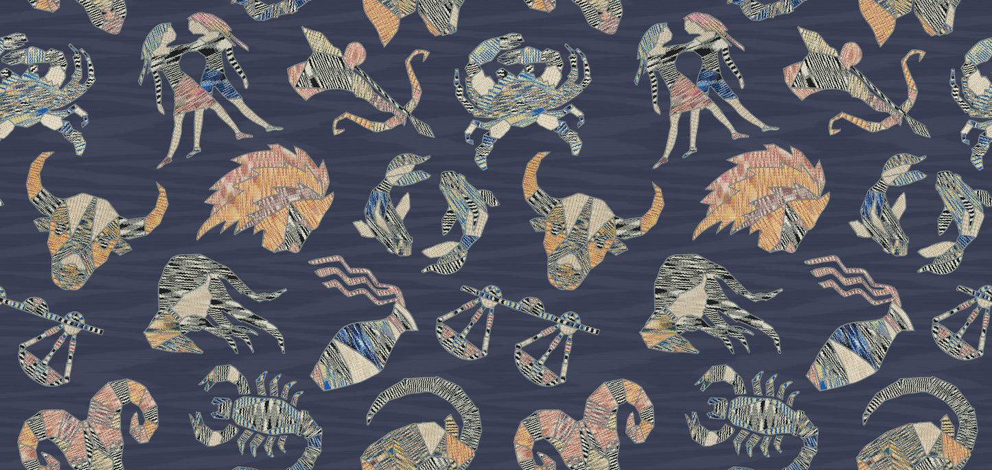 York Wallcoverings Missoni Constellations Blue Wallpaper Animals Blues - MI10353