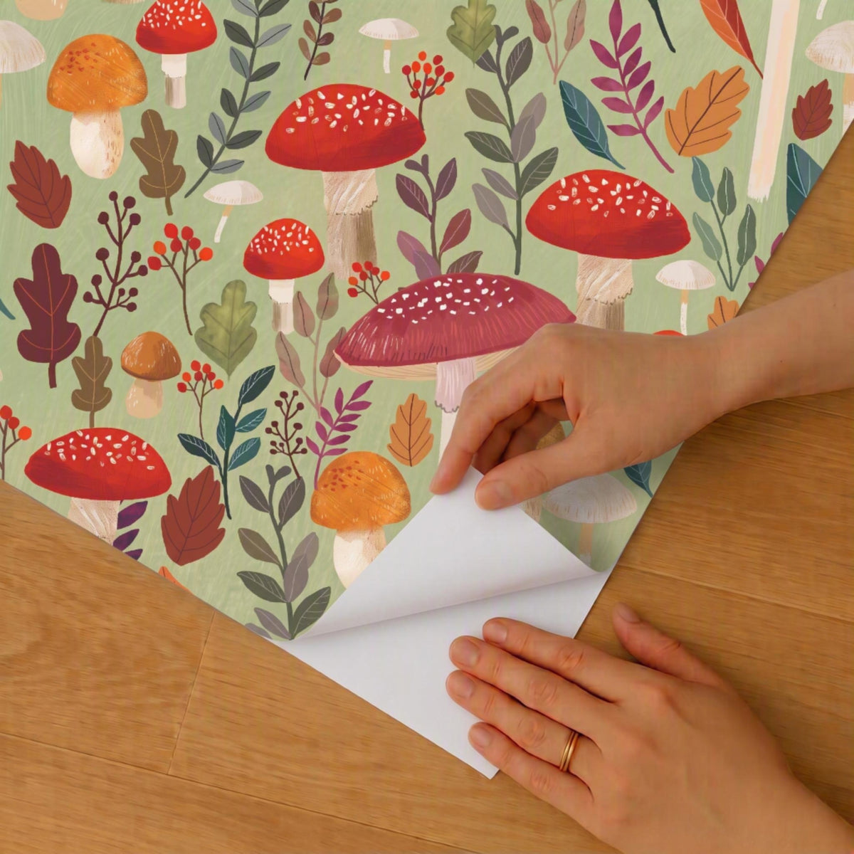 VEER DECOR Mia Charro Collection Mushroom Muse Green Peel & Stick Wallpaper Novelty Green - MIAPS5-02