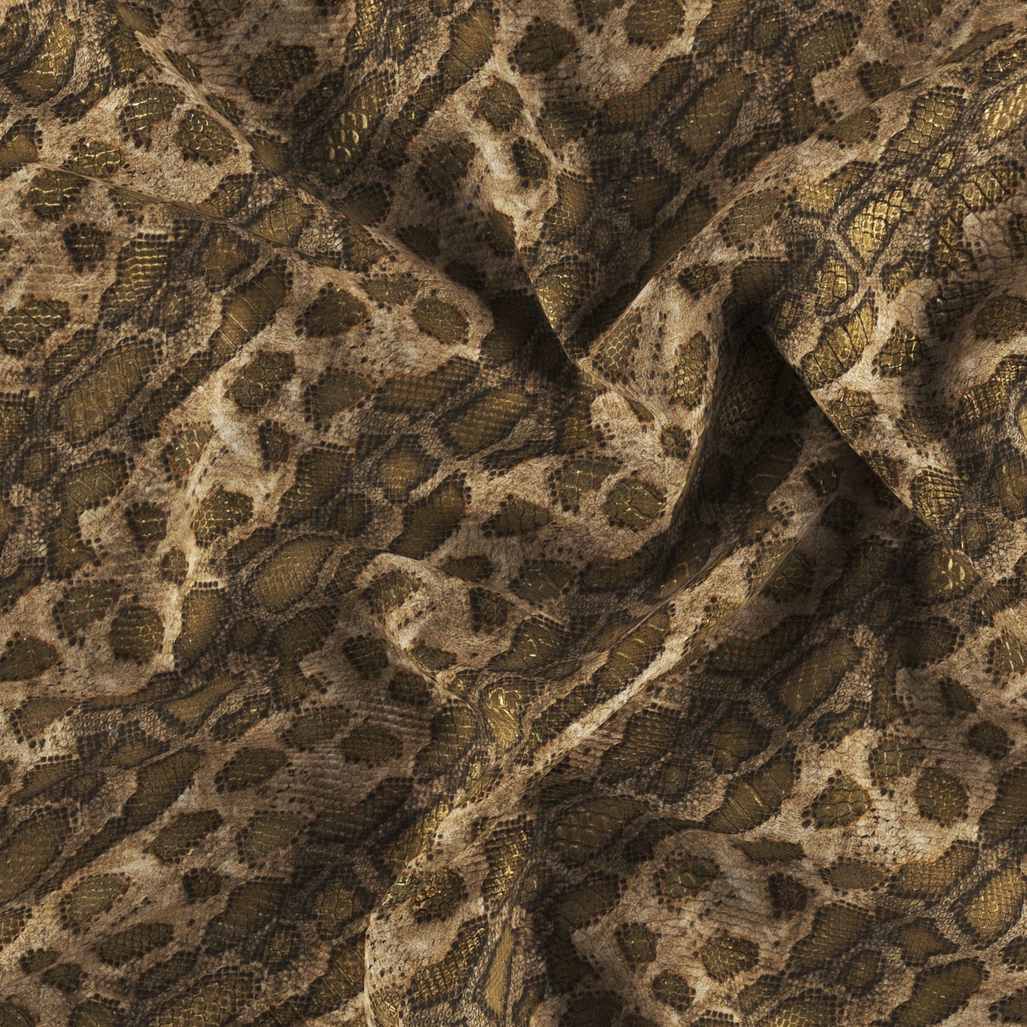 JF Fabrics MINERVA 18 Fabric Animal, Metallic, Texture Gold, Cream, Brown Vinyl, Vegan Leather - 8935318 J9011