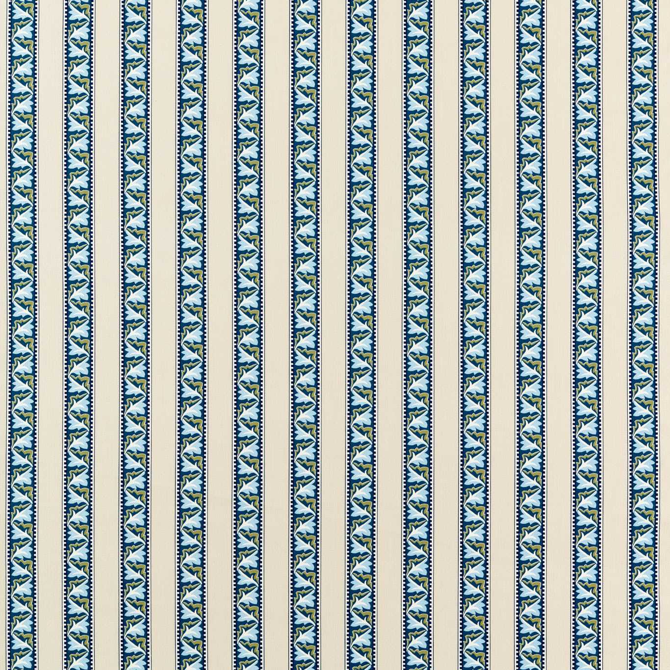 MORRIS & CO Red Car Stripe Fabric Stripe Indigo,Linen - MLIF227247